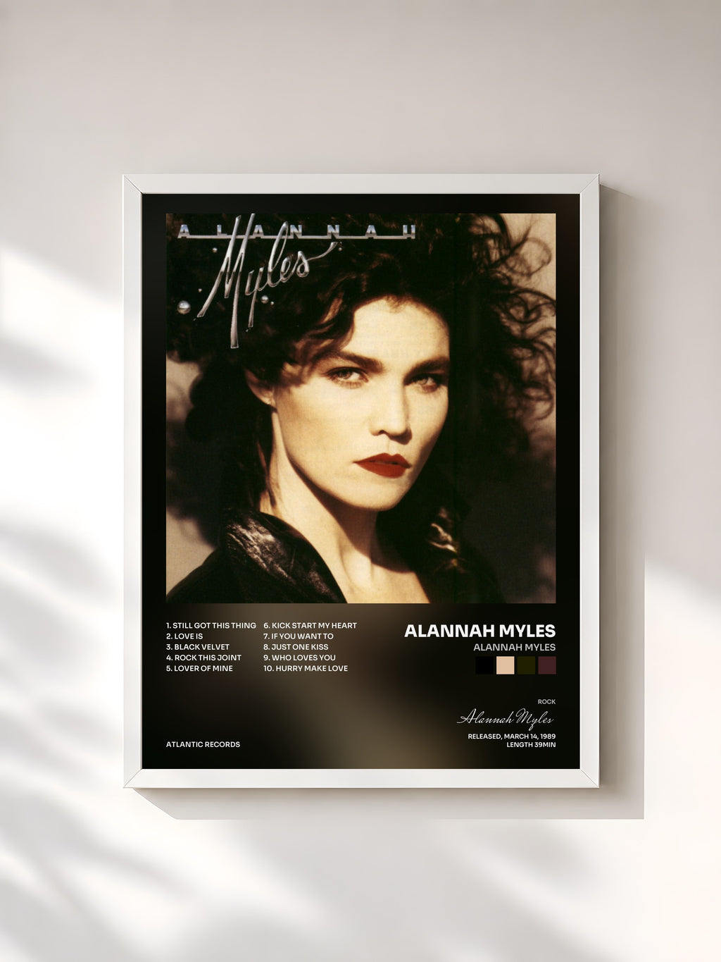 #blanc Tableau de l'album Alannah Myles de Alannah Myles, cadre blanc, imprimé et encadré en France