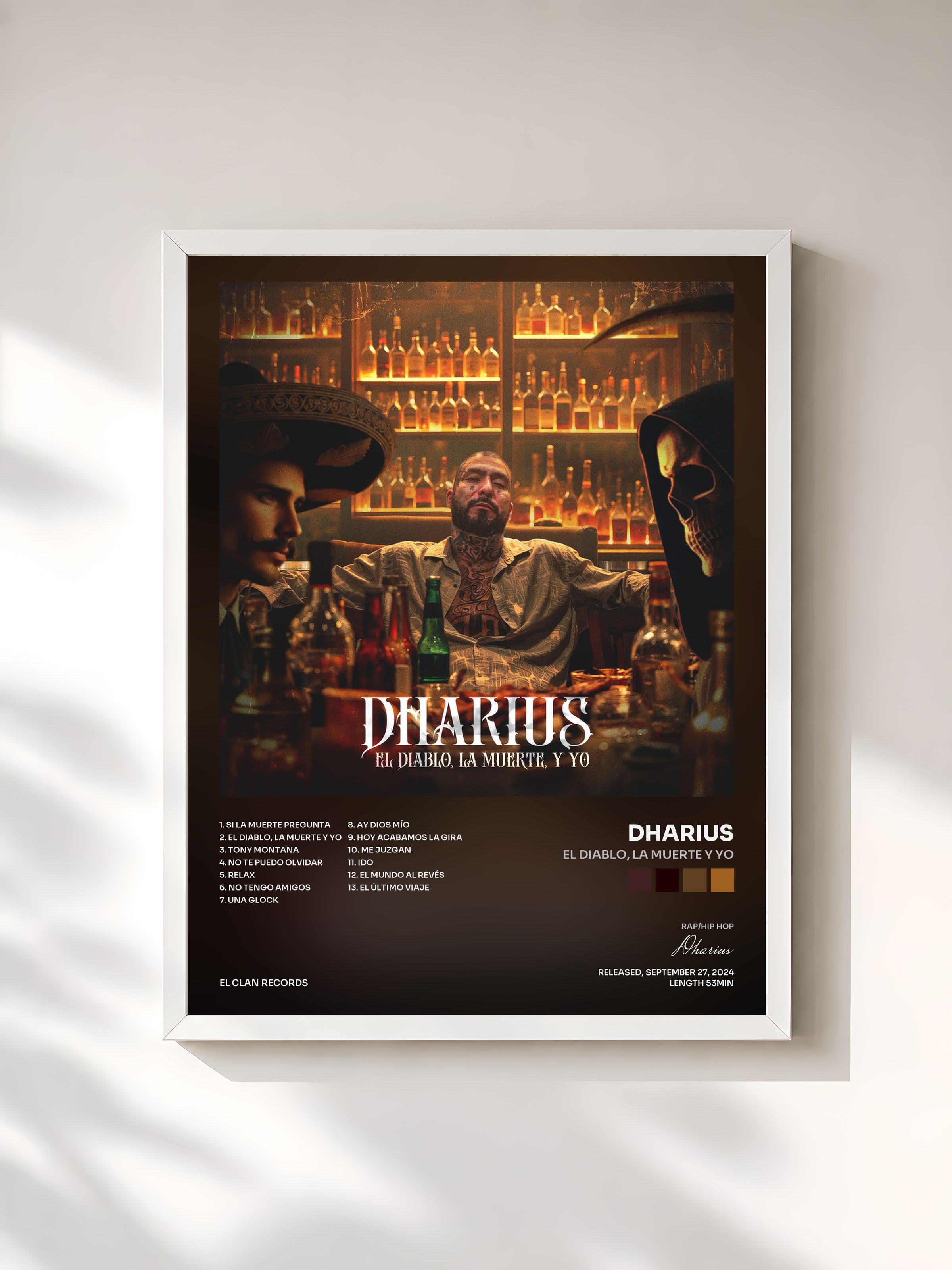 #blanc Tableau de l'album El Diablo, La Muerte y Yo de Dharius, cadre blanc, imprimé et encadré en France
