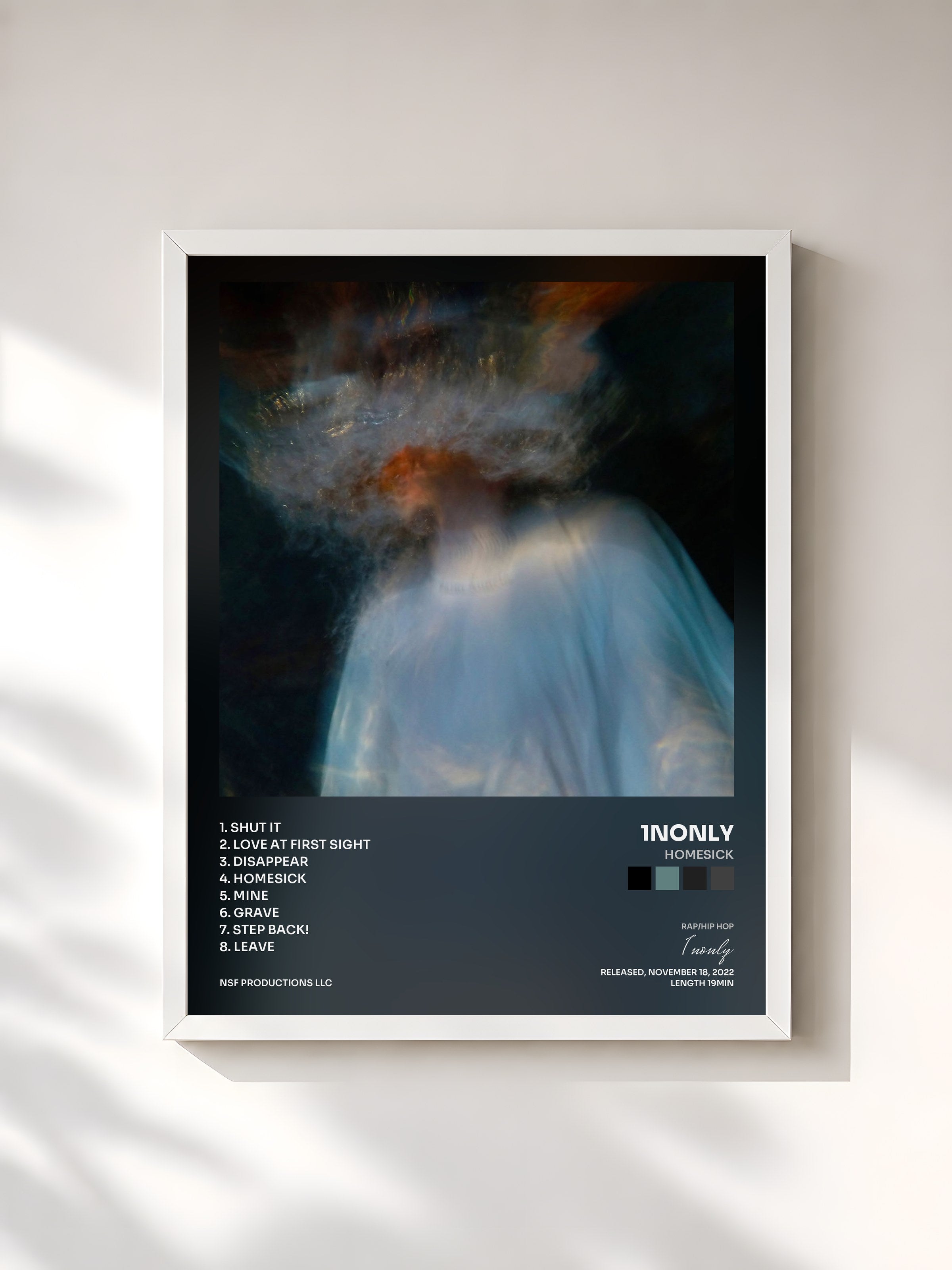 #blanc Tableau de l'album Homesick de 1nonly, cadre blanc, imprimé et encadré en France