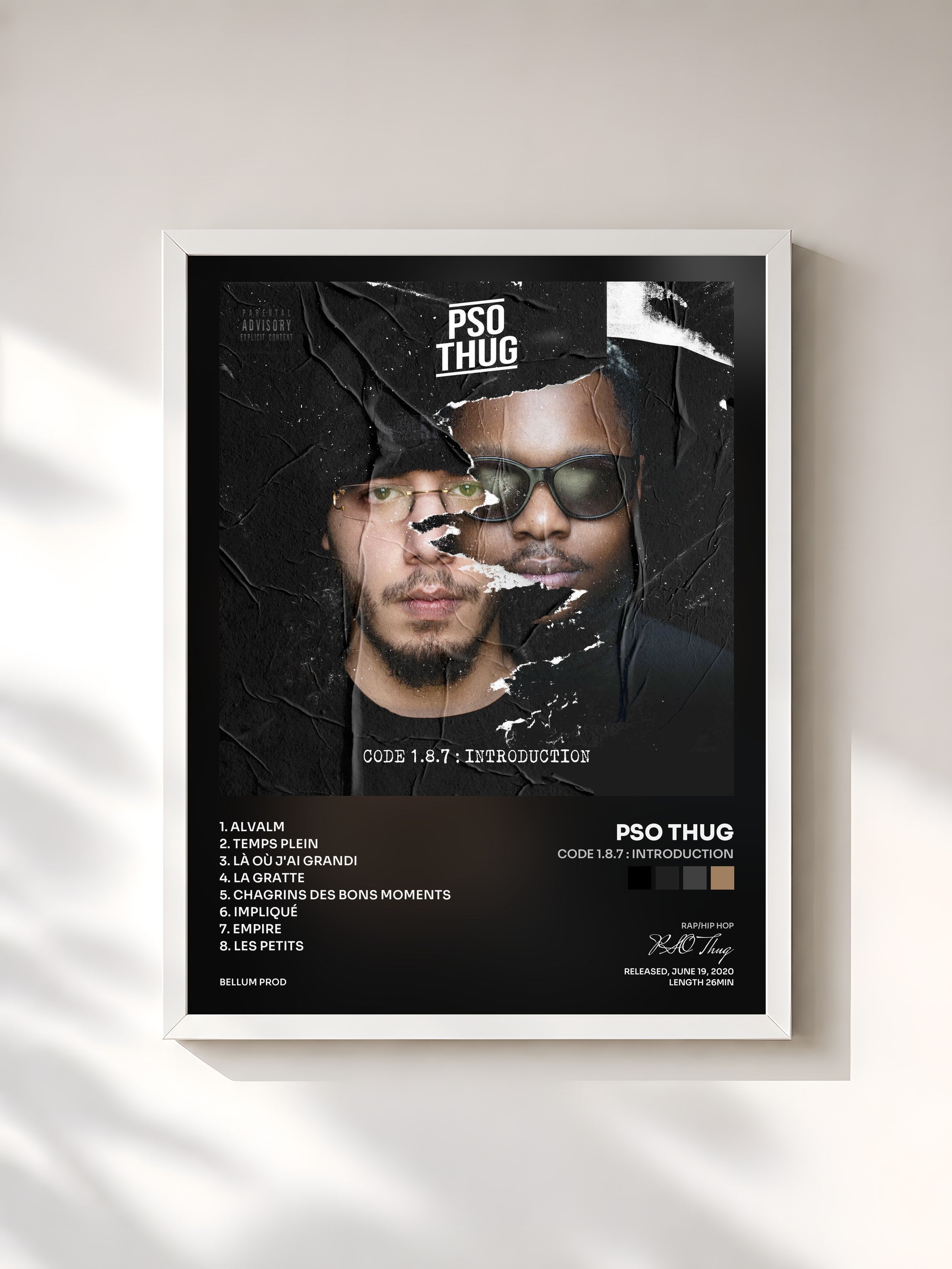 #blanc Tableau de l'album Code 1.8.7 : Introduction de PSO Thug, cadre blanc, imprimé et encadré en France