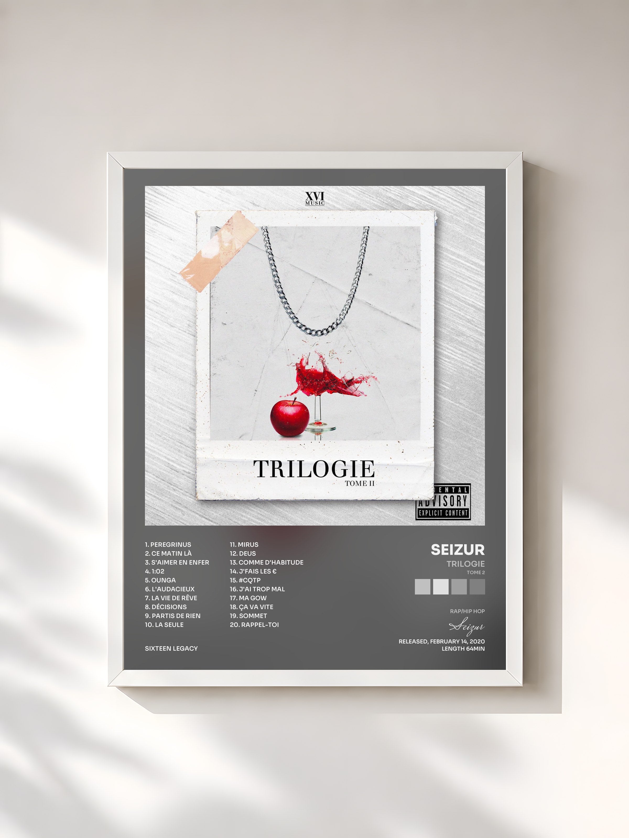 #blanc Tableau de l'album Trilogie (Tome 2) de Seizur, cadre blanc, imprimé et encadré en France