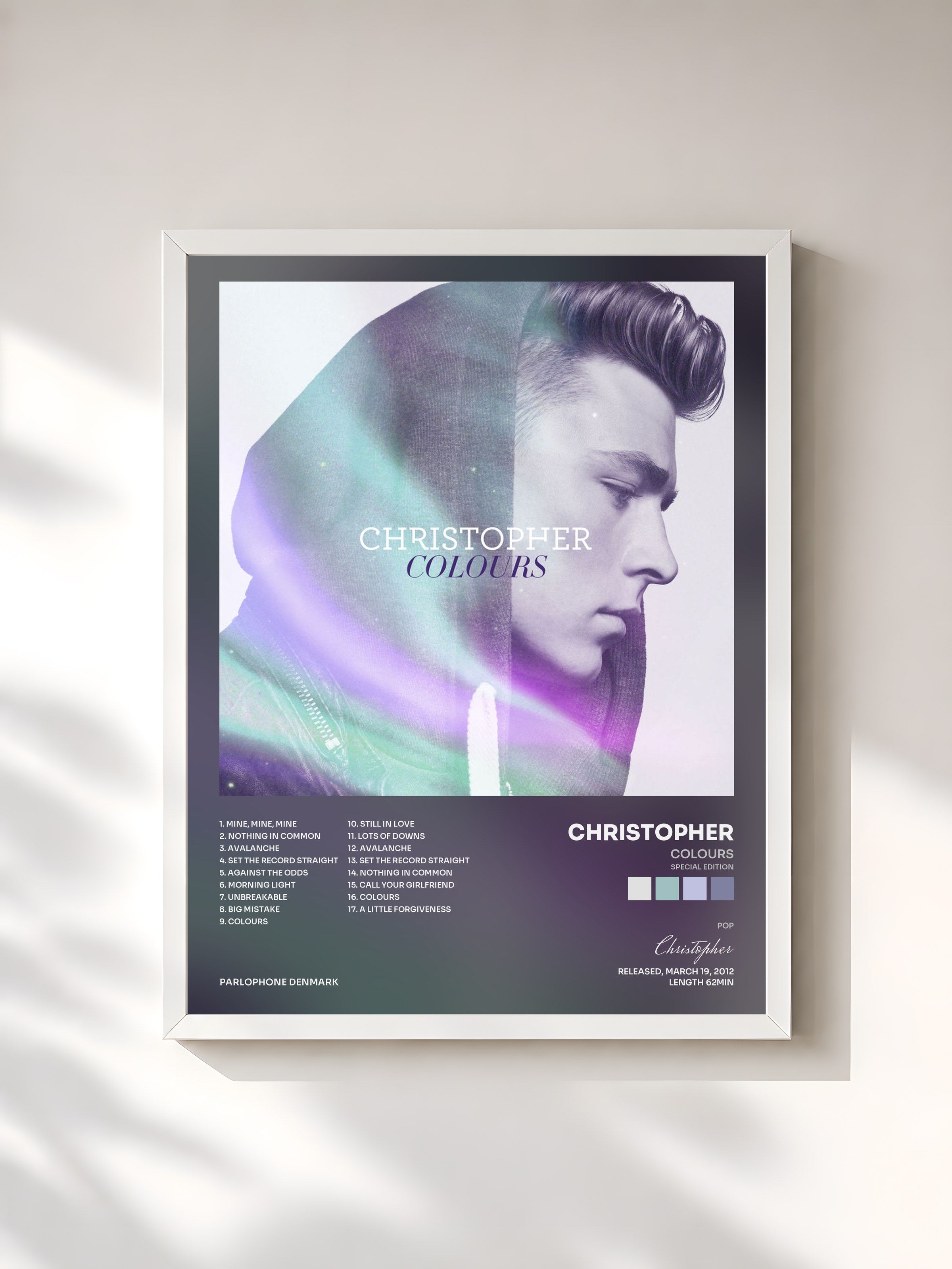 #blanc Tableau de l'album Colours (Special Edition) de Christopher, cadre blanc, imprimé et encadré en France