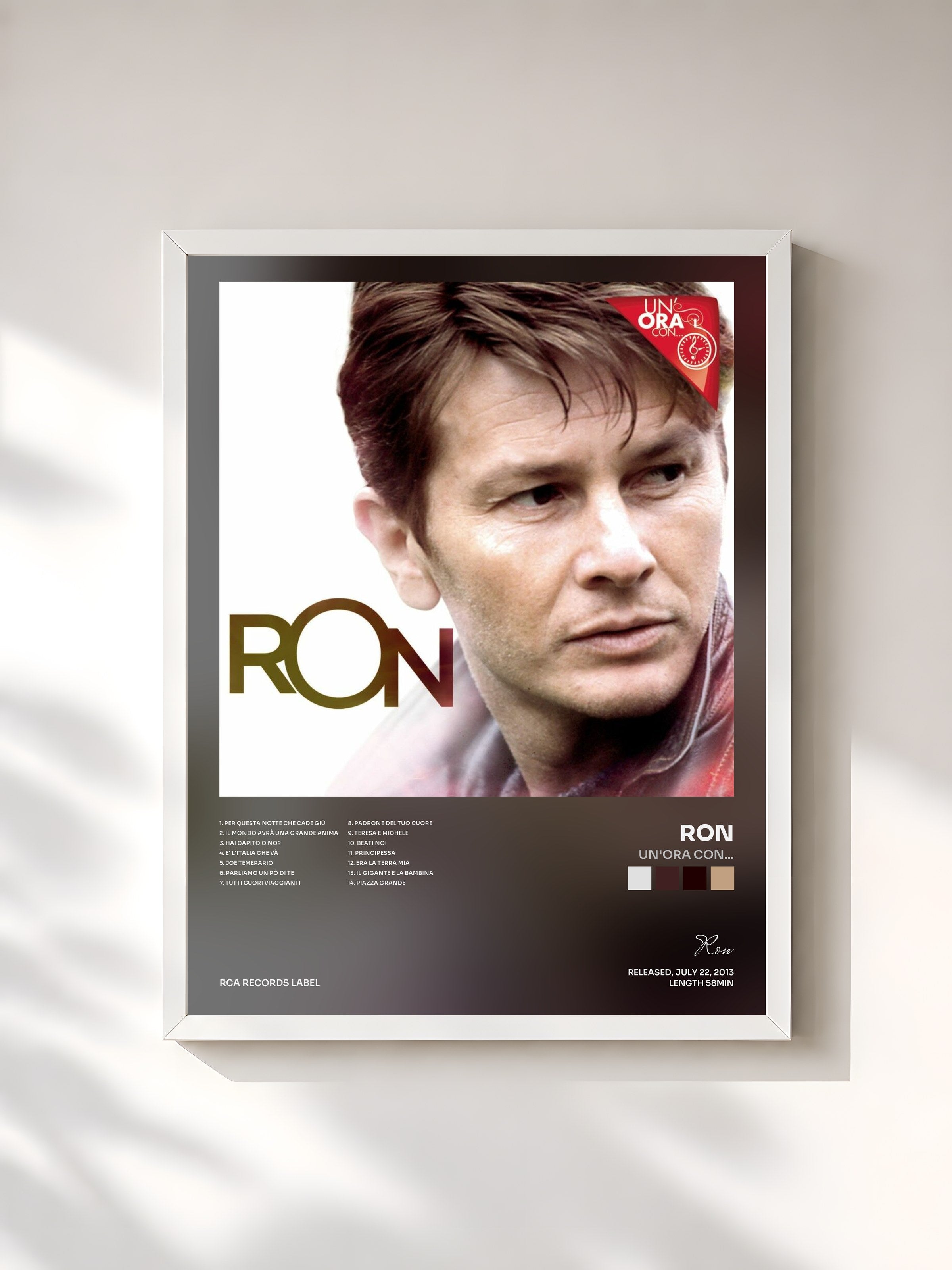 #blanc Tableau de l'album Un'ora con... de Ron, cadre blanc, imprimé et encadré en France