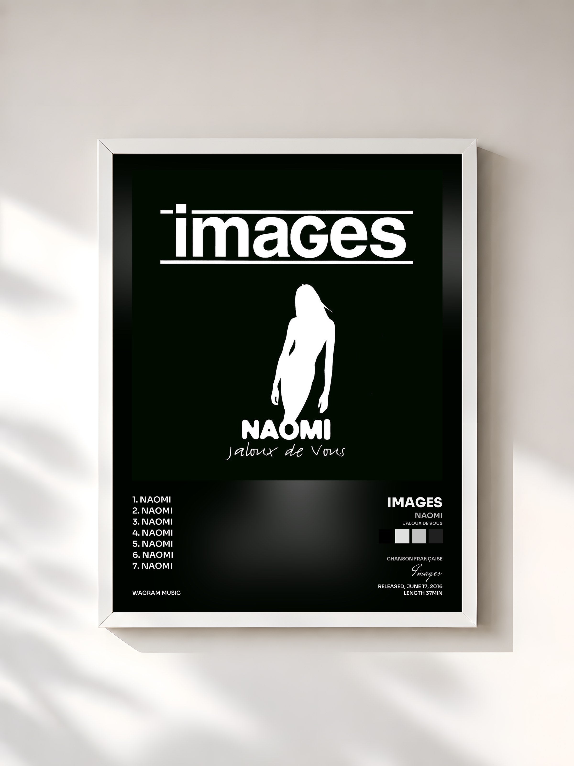 #blanc Tableau de l'album Naomi (Jaloux de vous) - EP de Images, cadre blanc, imprimé et encadré en France