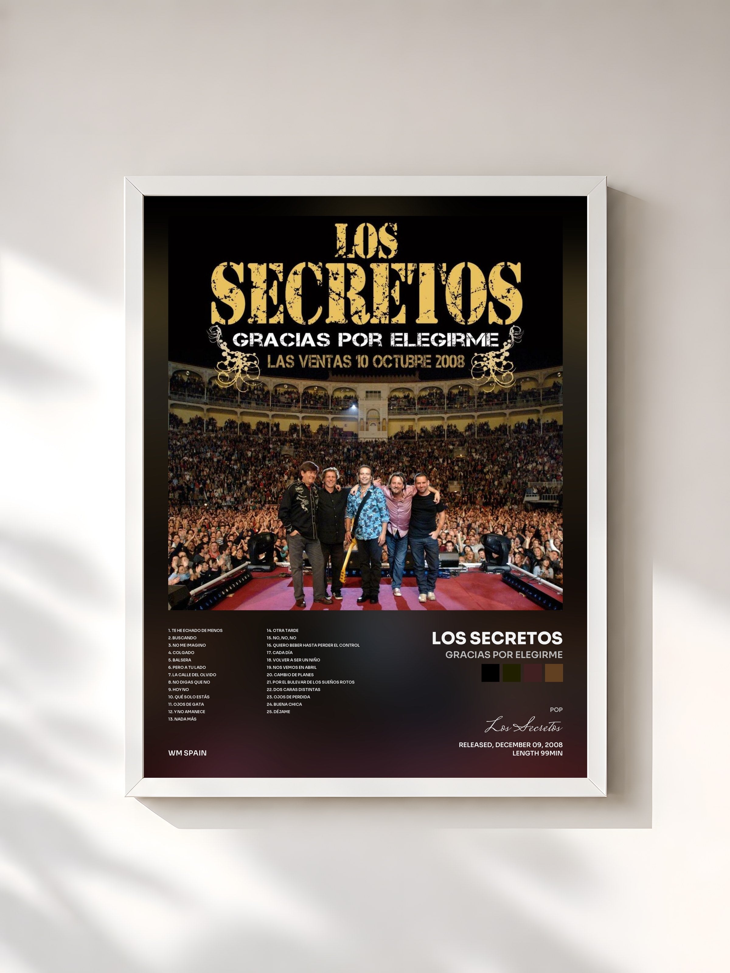 #blanc Tableau de l'album Gracias por elegirme de Los Secretos, cadre blanc, imprimé et encadré en France