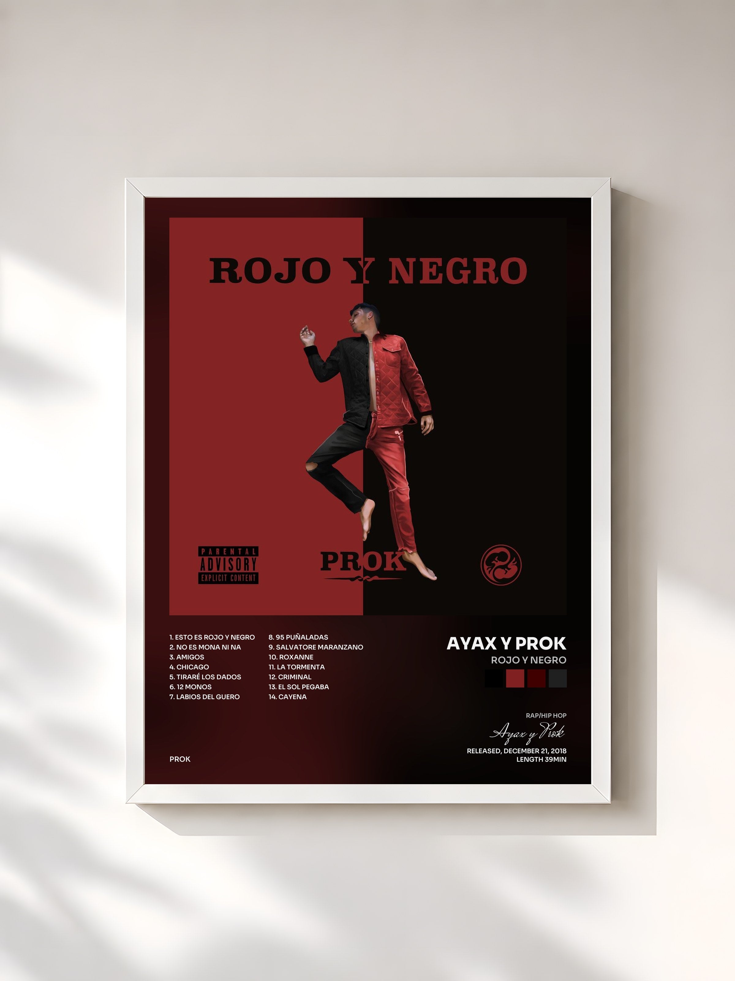 #blanc Tableau de l'album Rojo y Negro de Ayax y Prok, cadre blanc, imprimé et encadré en France