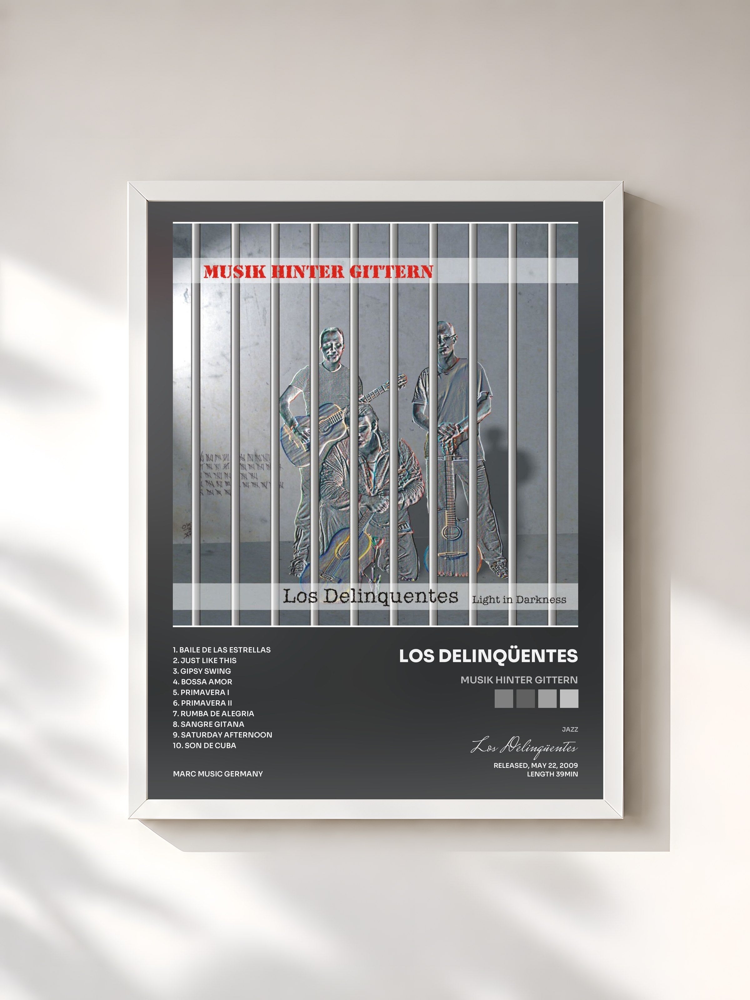 #blanc Tableau de l'album Musik Hinter Gittern de Los Delinqüentes, cadre blanc, imprimé et encadré en France