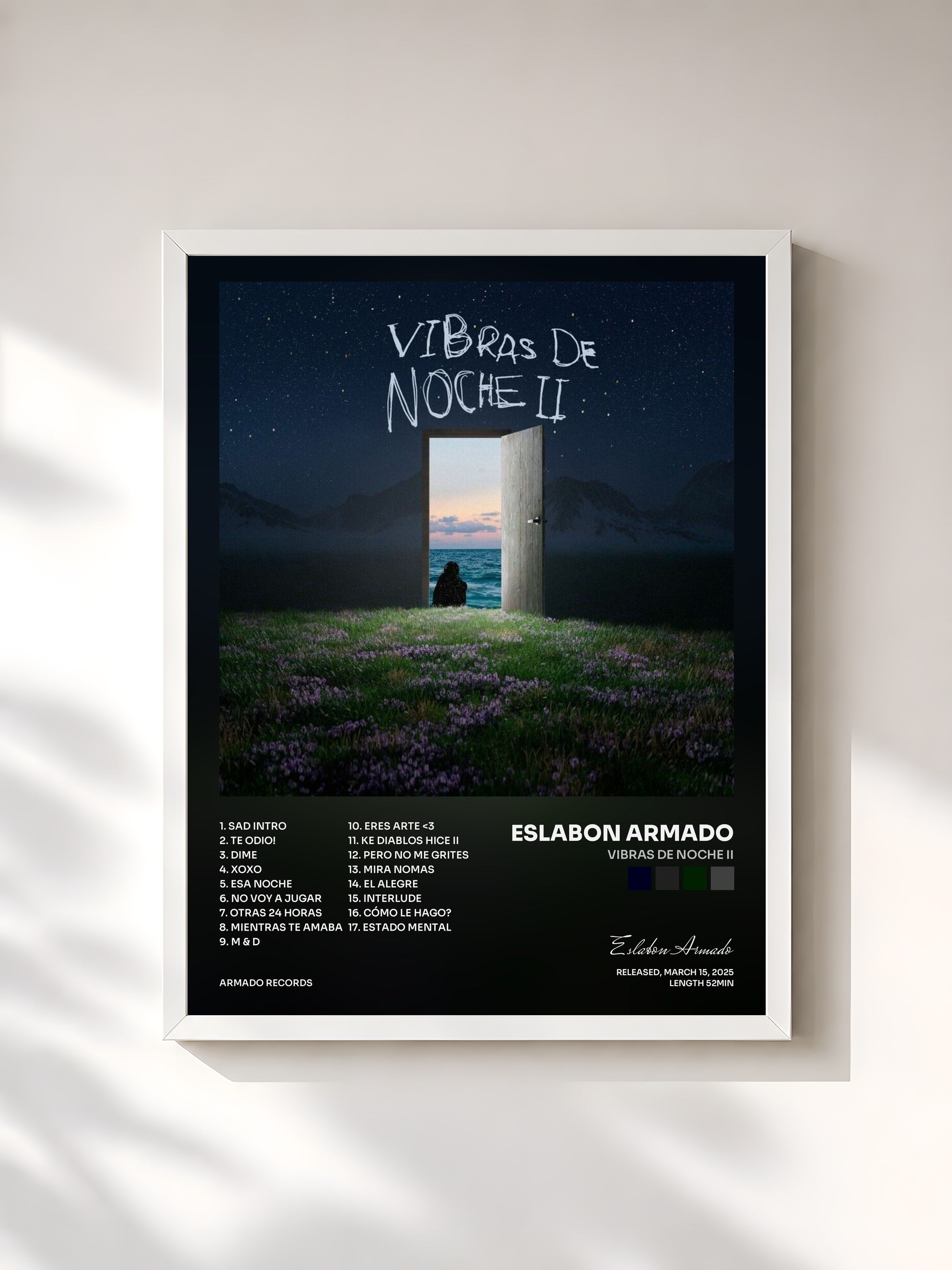 #blanc Tableau de l'album Vibras De Noche II de Eslabon Armado, cadre blanc, imprimé et encadré en France