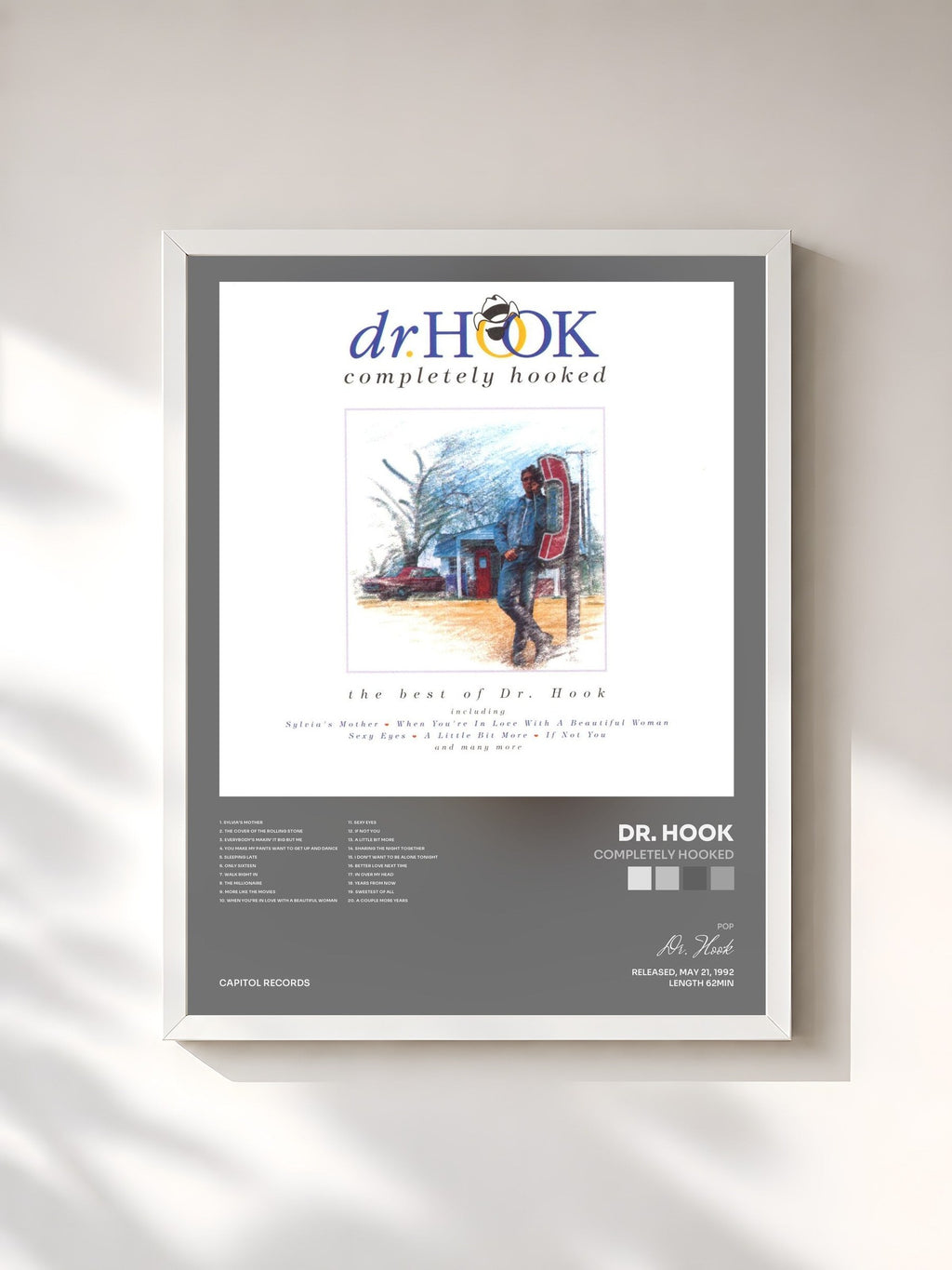 #blanc Completely Hooked di Dr. Hook in stampa incorniciata, cornice bianca, stampata e incorniciata in Francia