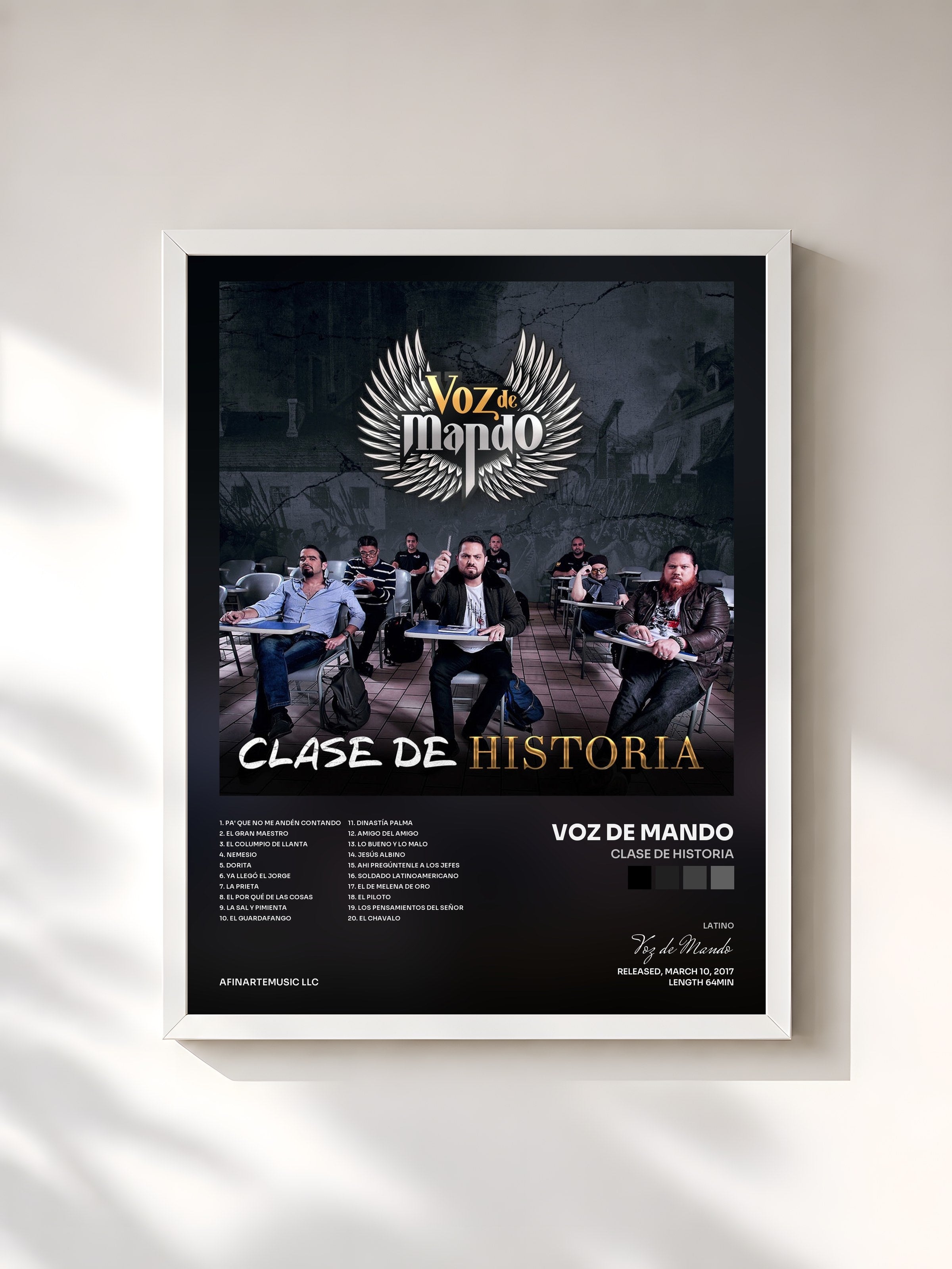 #blanc Tableau de l'album Clase de Historia de Voz de Mando, cadre blanc, imprimé et encadré en France