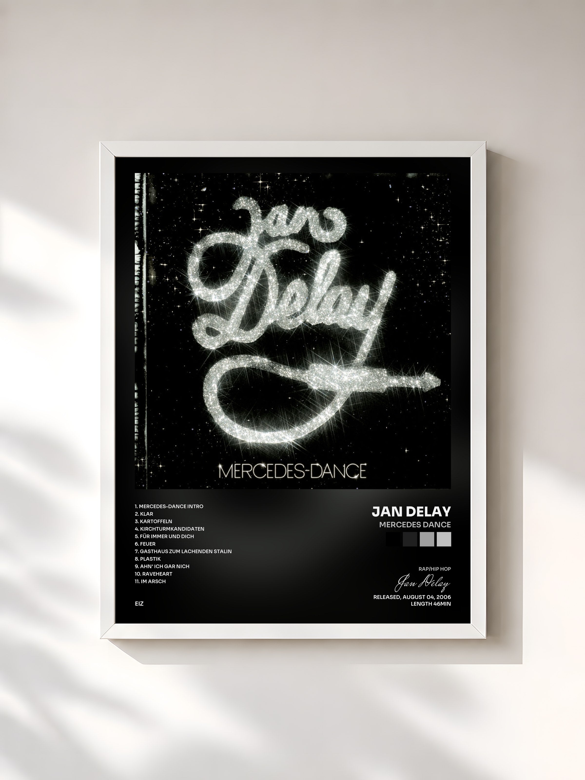 #blanc Tableau de l'album Mercedes Dance de Jan Delay, cadre blanc, imprimé et encadré en France