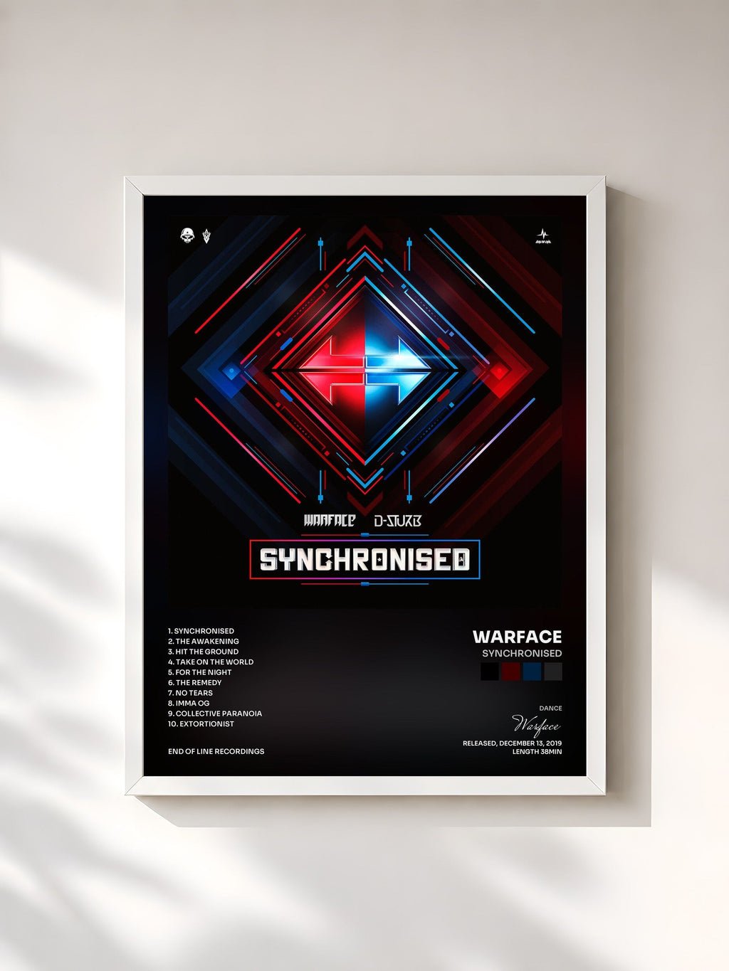 #blanc Tableau de l'album Synchronised de Warface, cadre blanc, imprimé et encadré en France