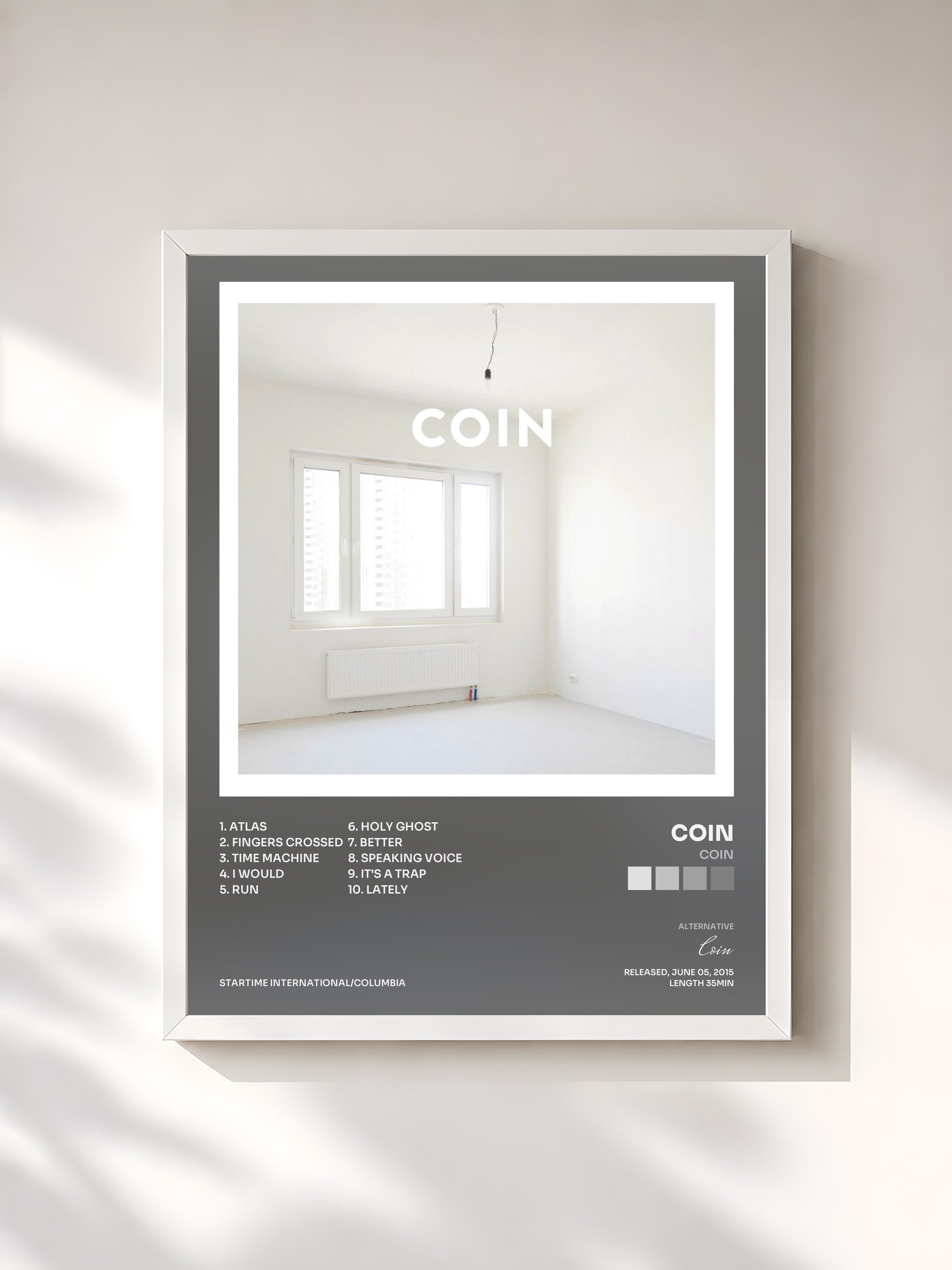 #blanc Tableau de l'album COIN de Coin, cadre blanc, imprimé et encadré en France