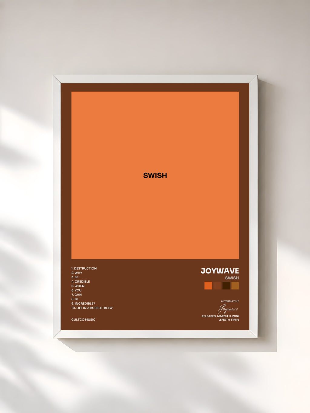 #blanc SWISH by Joywave as a framed art print, white frame, printed and framed in France