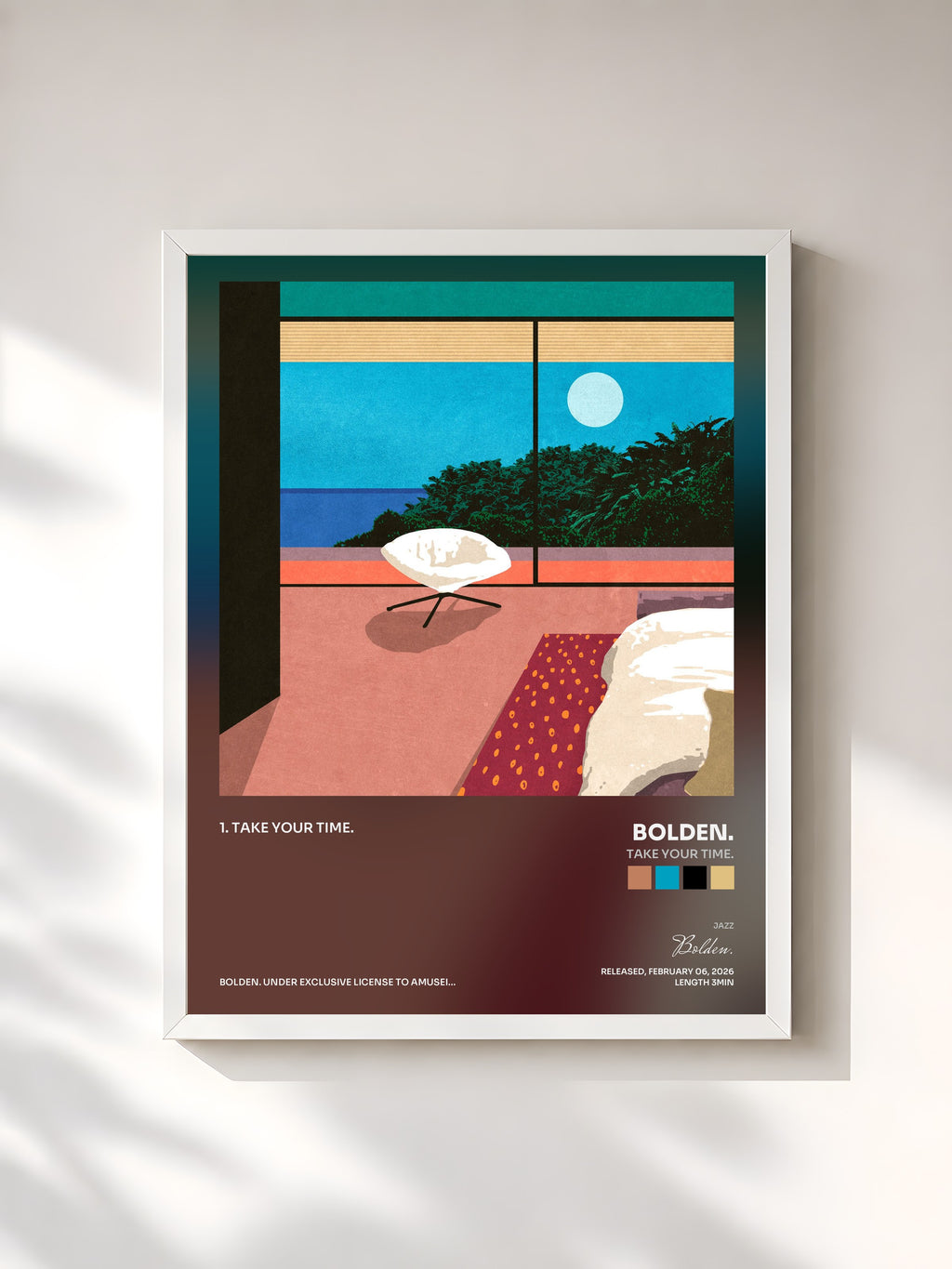 #blanc Take your time. by Bolden. as a framed art print, white frame, printed and framed in France
