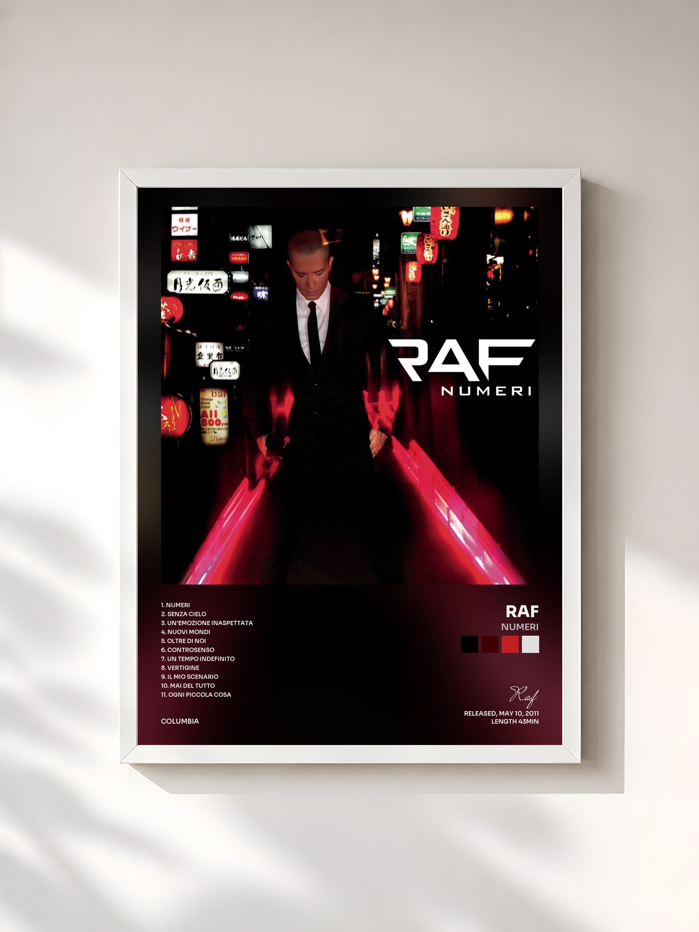 #blanc Tableau de l'album Numeri de Raf, cadre blanc, imprimé et encadré en France