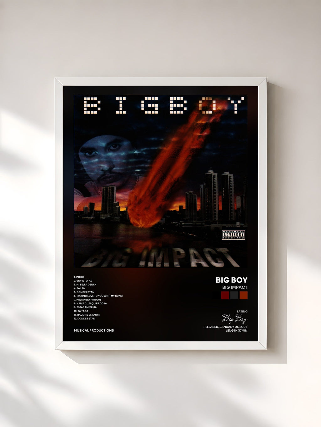 #blanc Tableau de l'album Big Impact de Big Boy, cadre blanc, imprimé et encadré en France