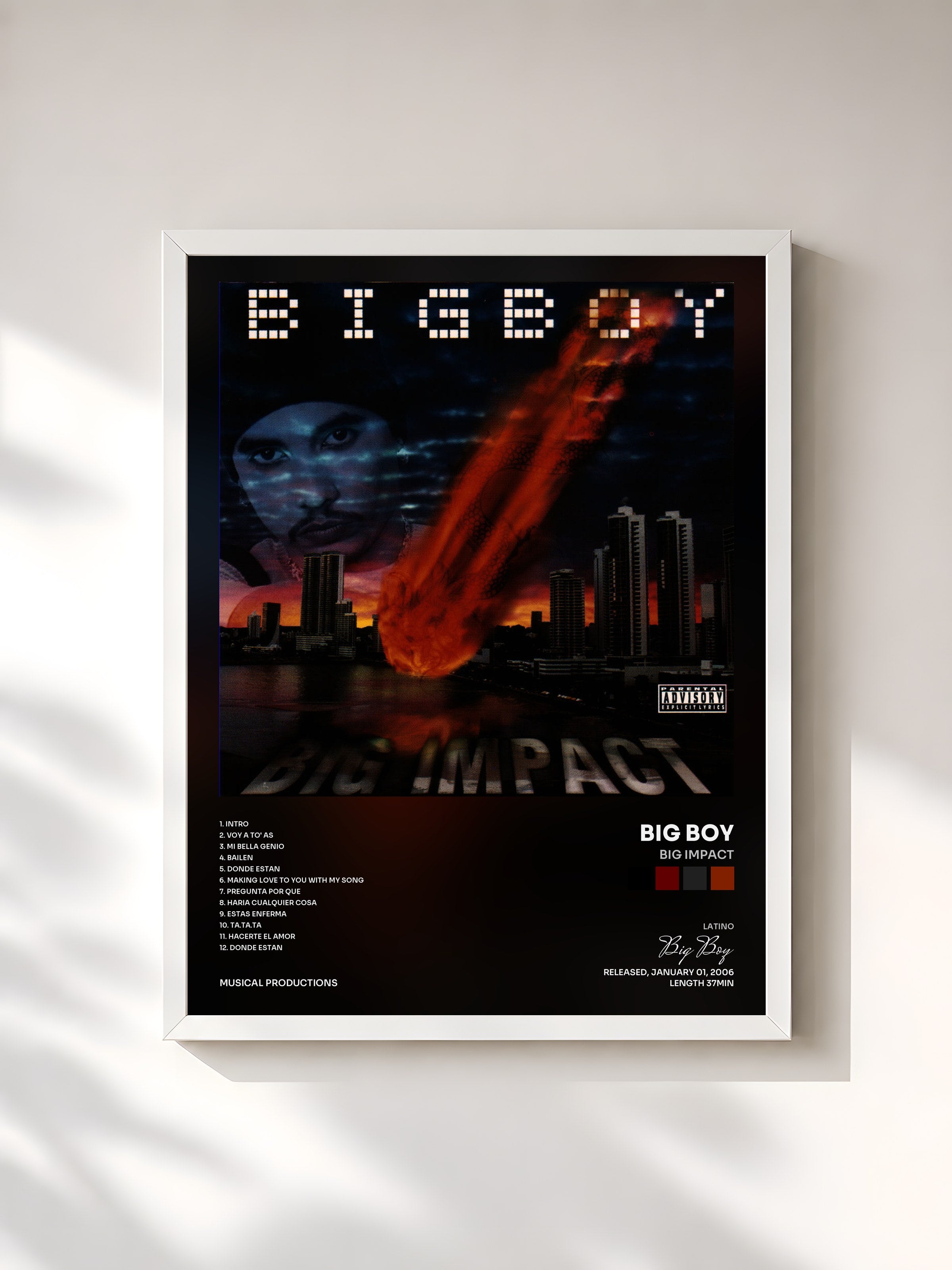 #blanc Tableau de l'album Big Impact de Big Boy, cadre blanc, imprimé et encadré en France