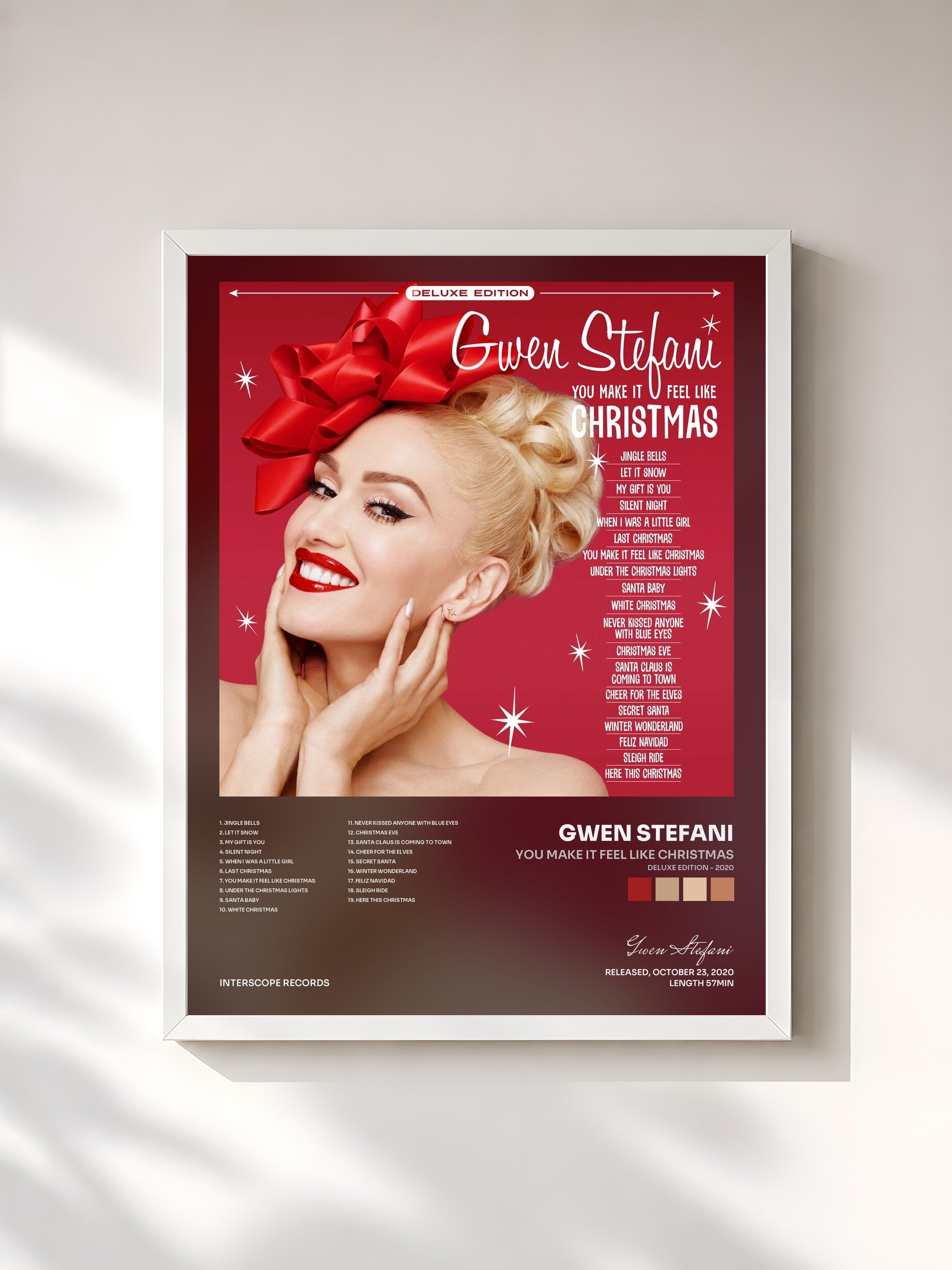 #blanc Tableau de l'album You Make It Feel Like Christmas (Deluxe Edition - 2020) de Gwen Stefani, cadre blanc, imprimé et encadré en France