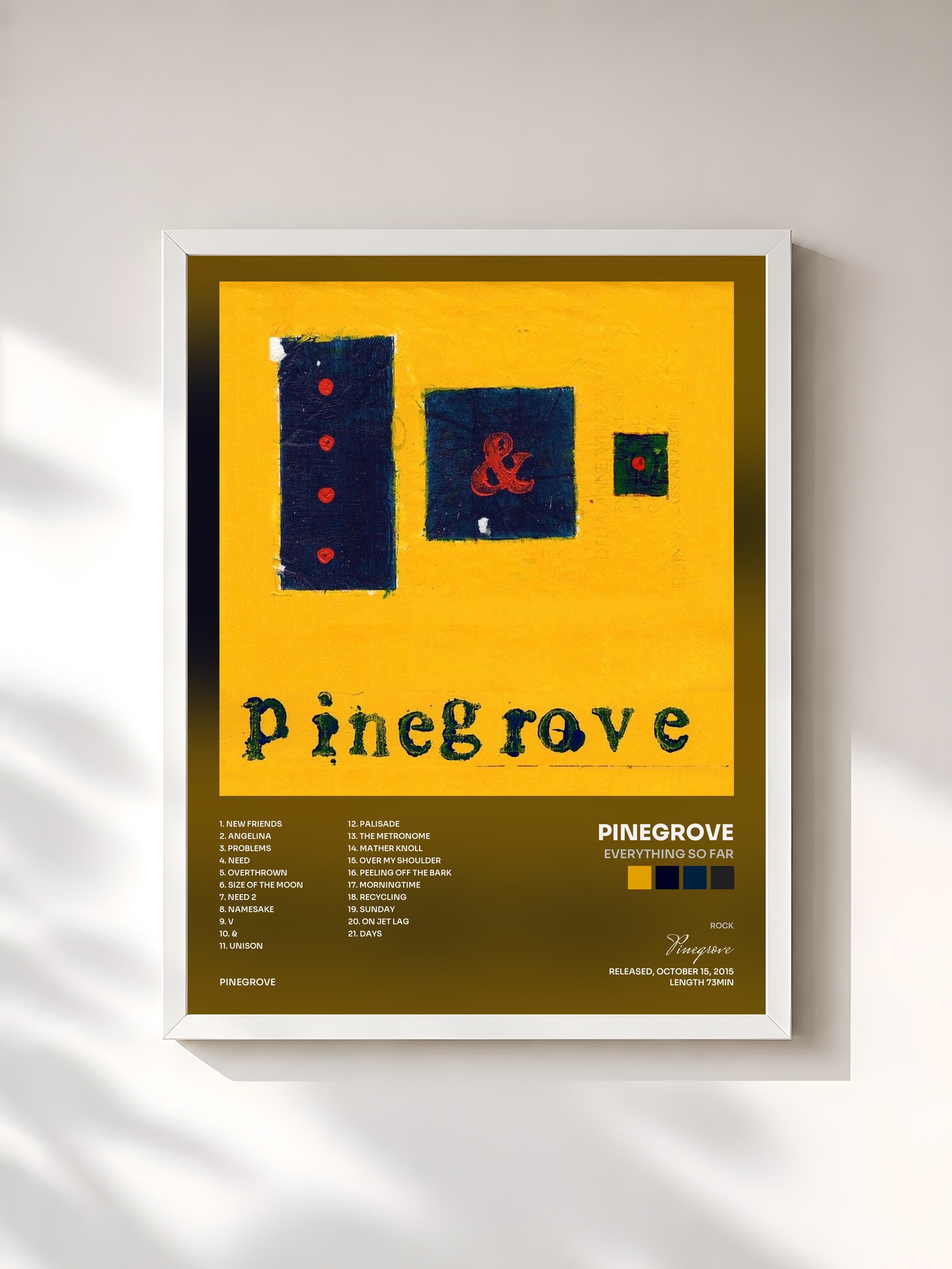 #blanc Tableau de l'album Everything So Far de Pinegrove, cadre blanc, imprimé et encadré en France