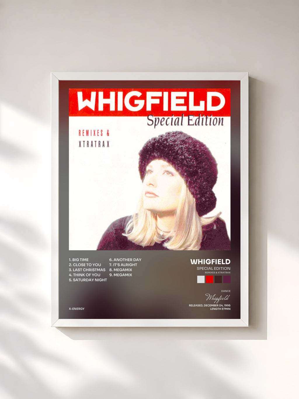 #blanc Special Edition (Remixes & Xtratrax) de Whigfield en lámina enmarcada, marco blanco, impresa y enmarcada en Francia