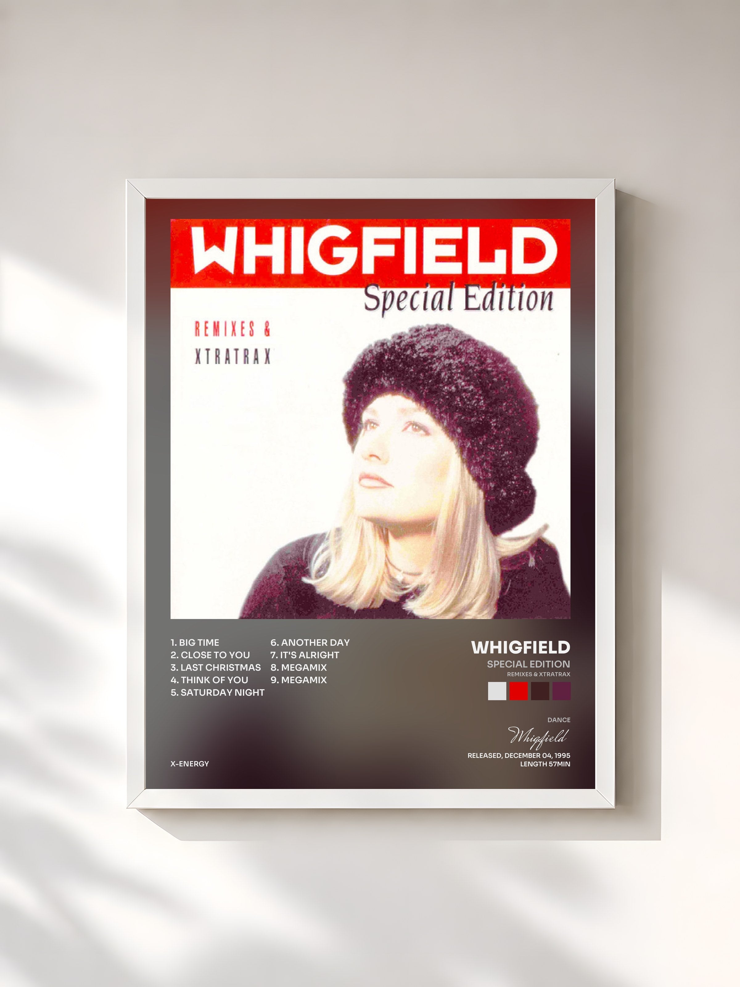 #blanc Tableau de l'album Special Edition (Remixes & Xtratrax) de Whigfield, cadre blanc, imprimé et encadré en France