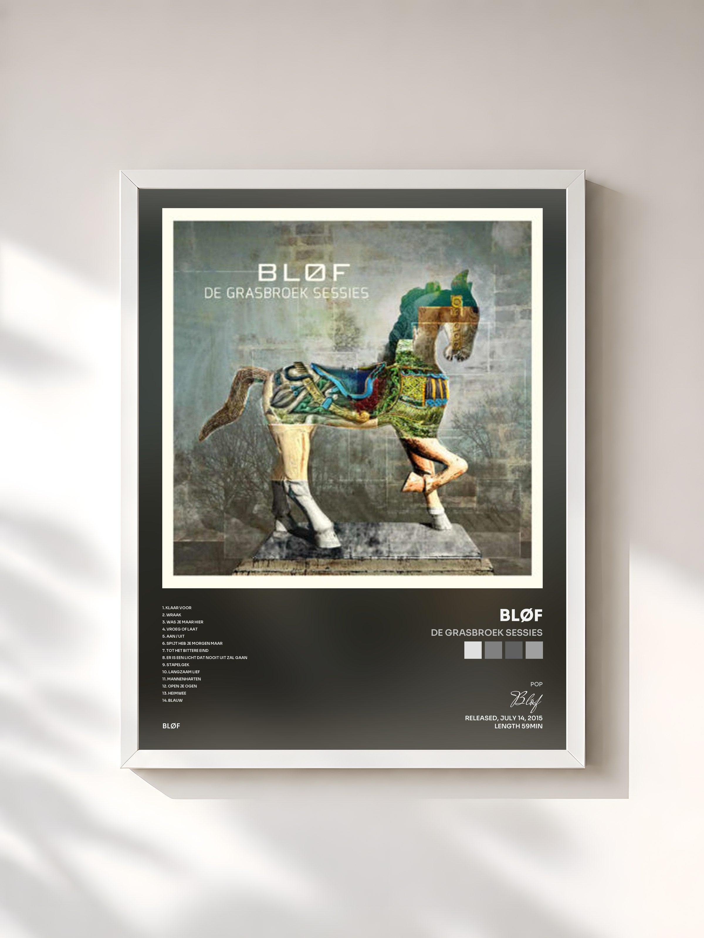 #blanc Tableau de l'album De Grasbroek Sessies de Bløf, cadre blanc, imprimé et encadré en France