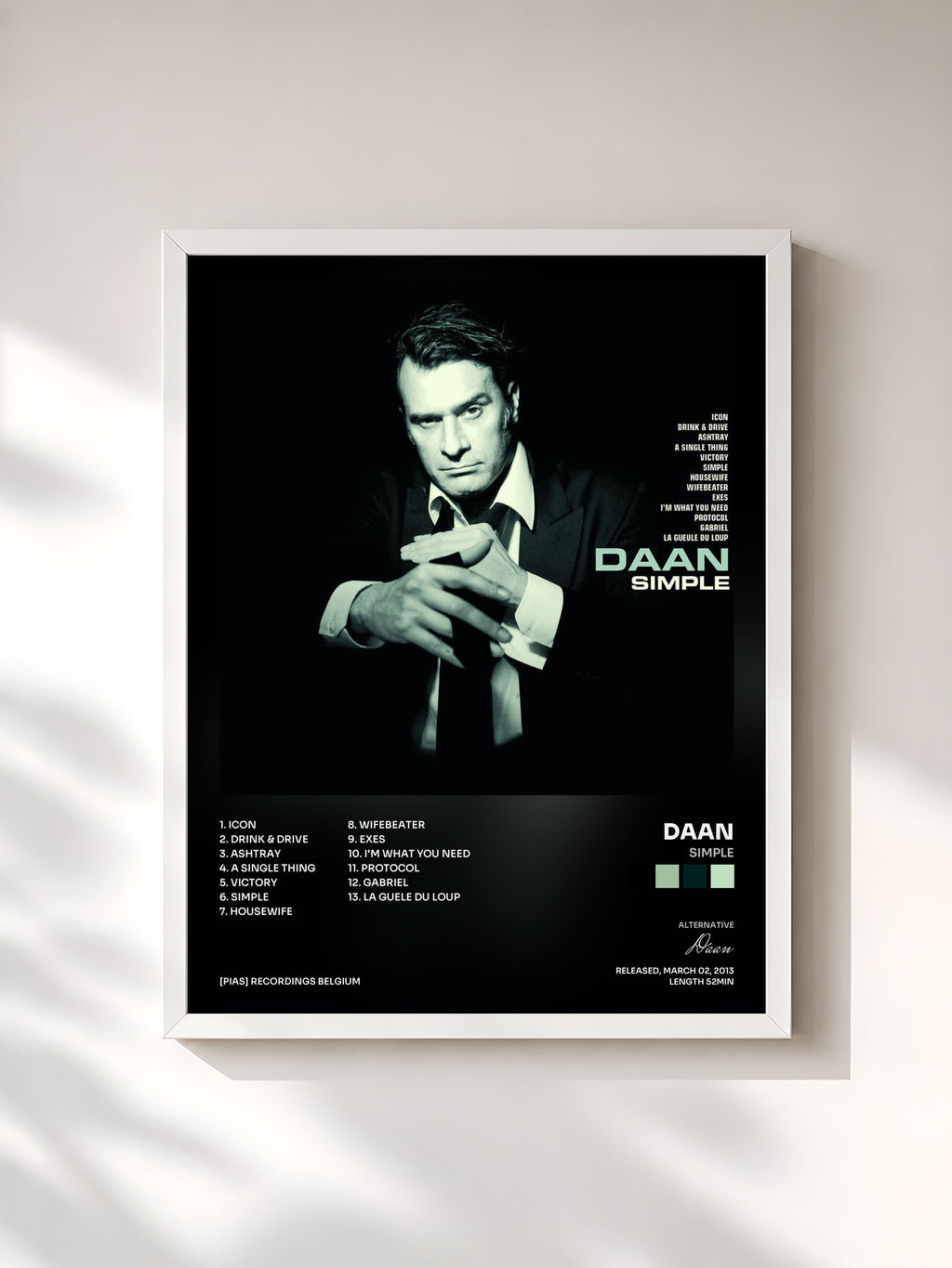 #blanc Simple by Daan as a framed art print, white frame, printed and framed in France