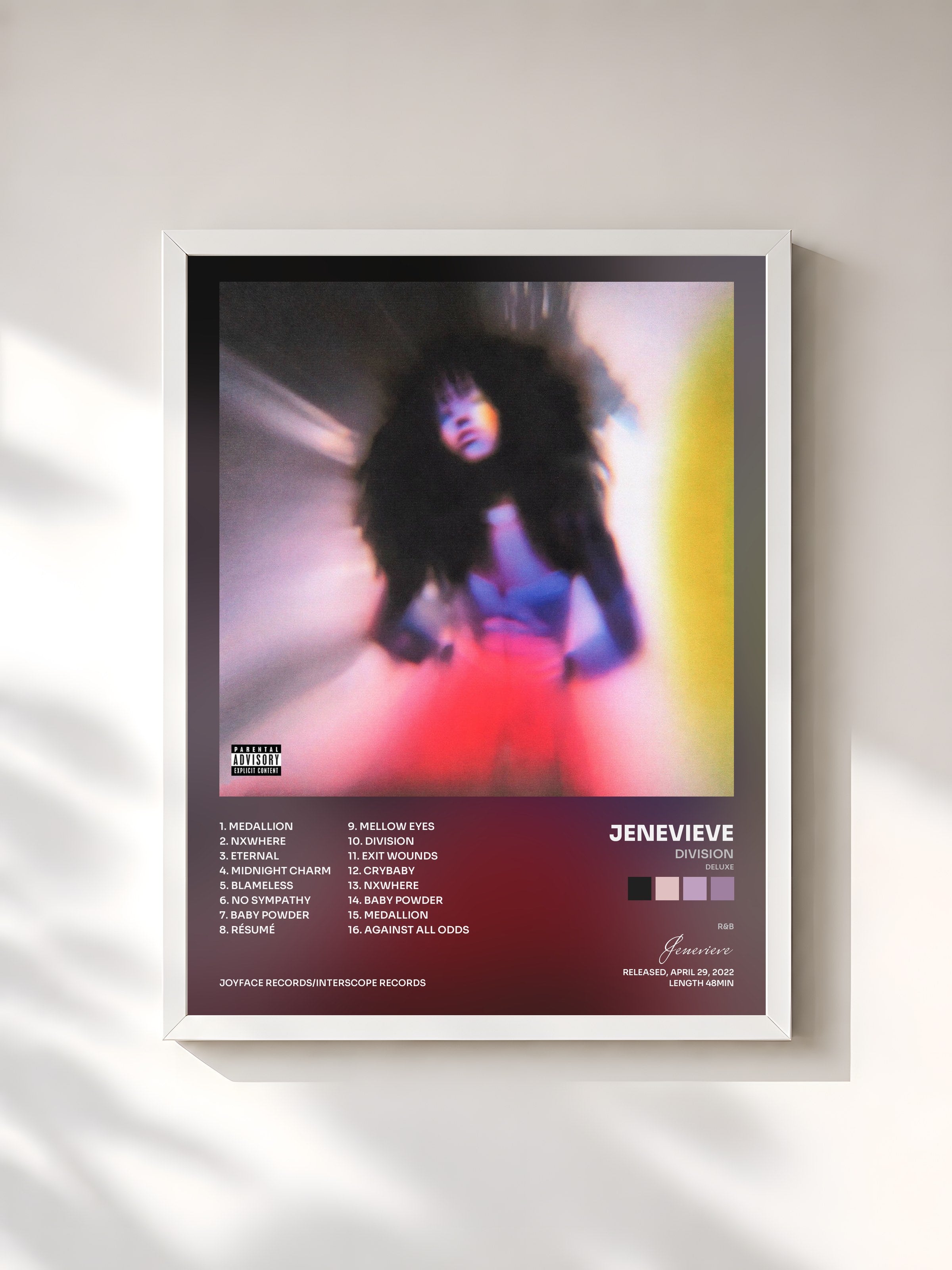 #blanc Tableau de l'album Division (Deluxe) de Jenevieve, cadre blanc, imprimé et encadré en France