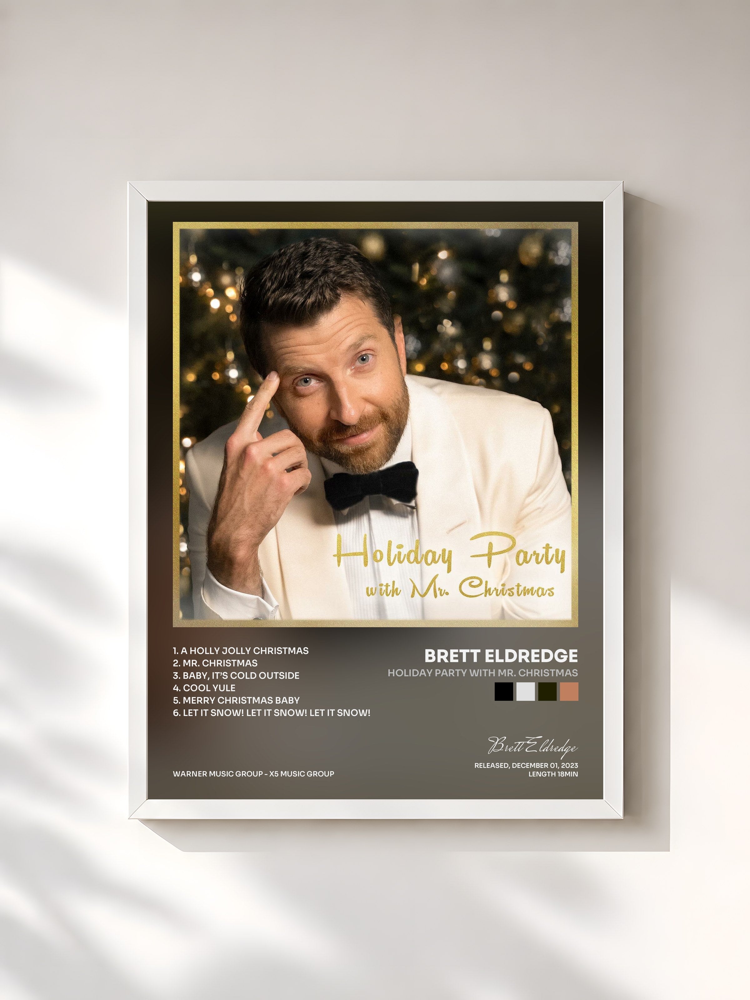 #blanc Tableau de l'album Holiday Party with Mr. Christmas de Brett Eldredge, cadre blanc, imprimé et encadré en France