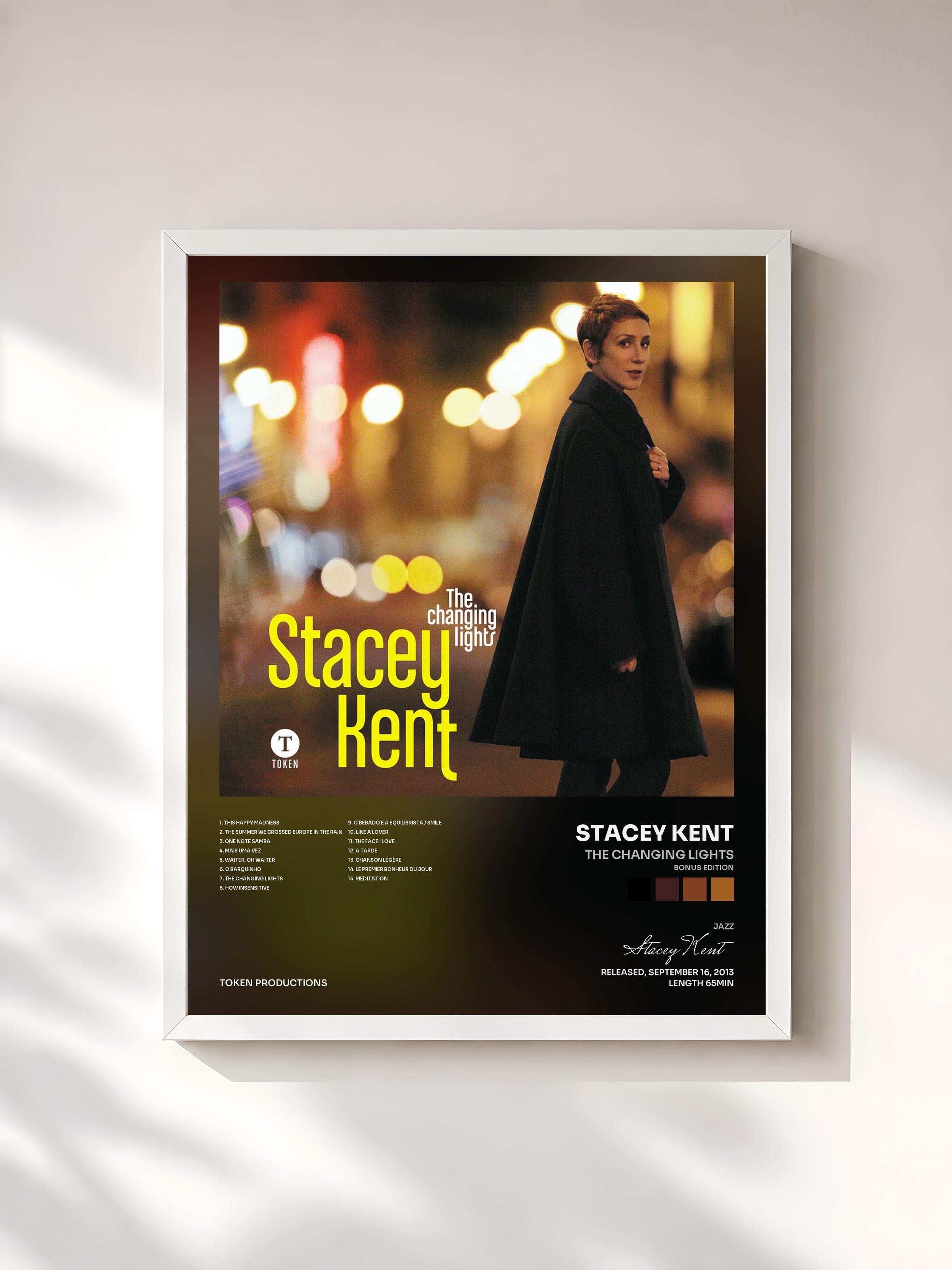 #blanc Tableau de l'album The Changing Lights (Bonus Edition) de Stacey Kent, cadre blanc, imprimé et encadré en France