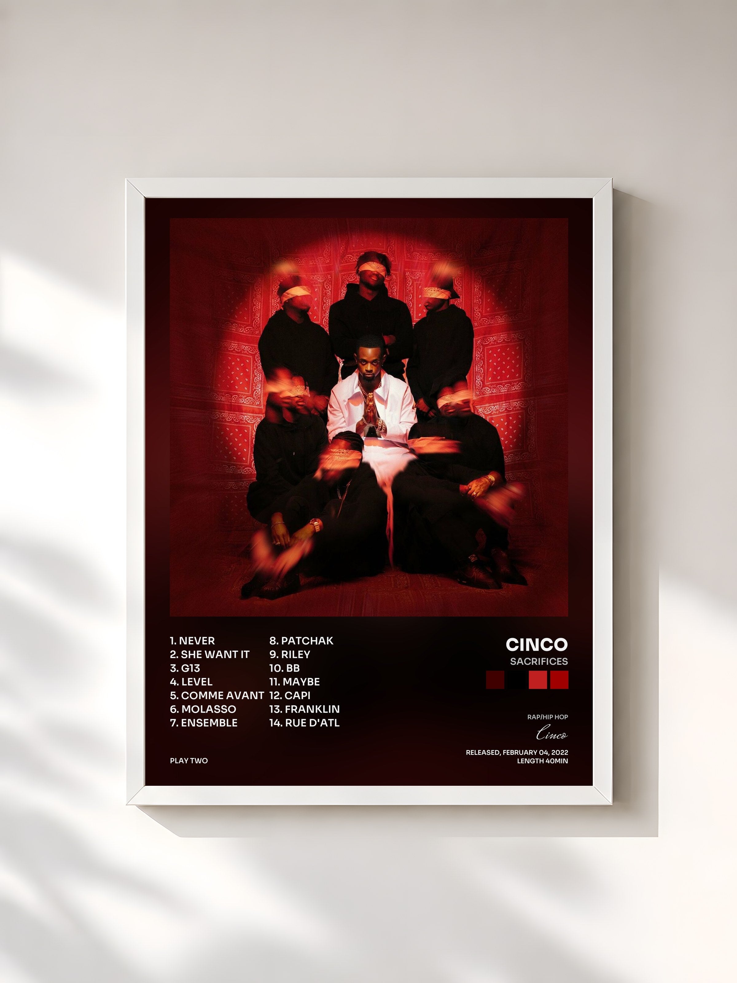 #blanc Tableau de l'album Sacrifices de Cinco, cadre blanc, imprimé et encadré en France
