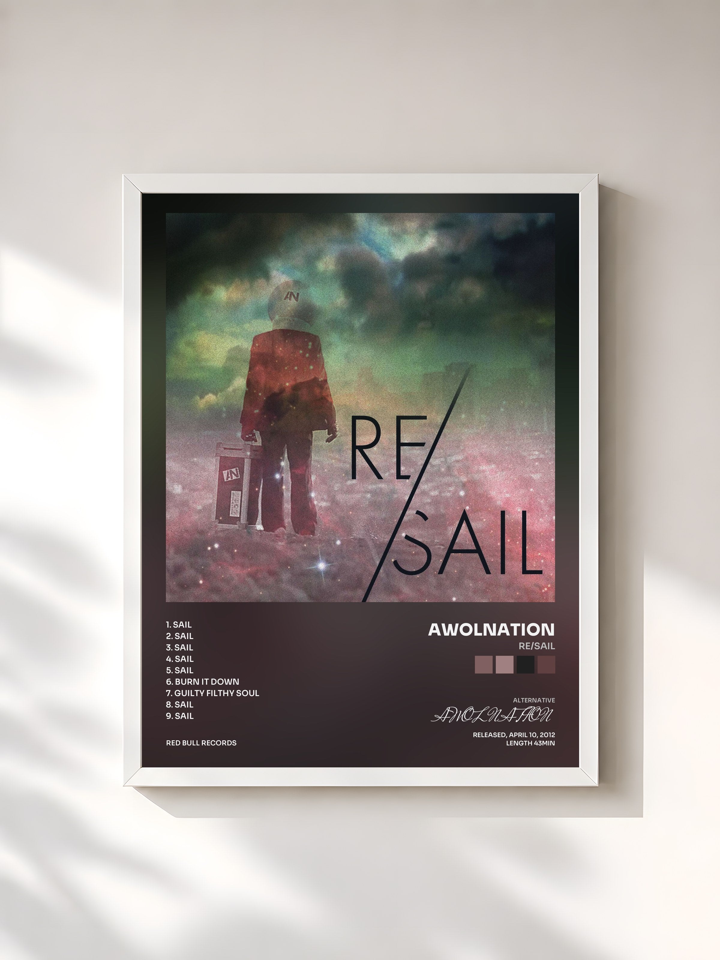 #blanc Tableau de l'album RE/Sail de AWOLNATION, cadre blanc, imprimé et encadré en France