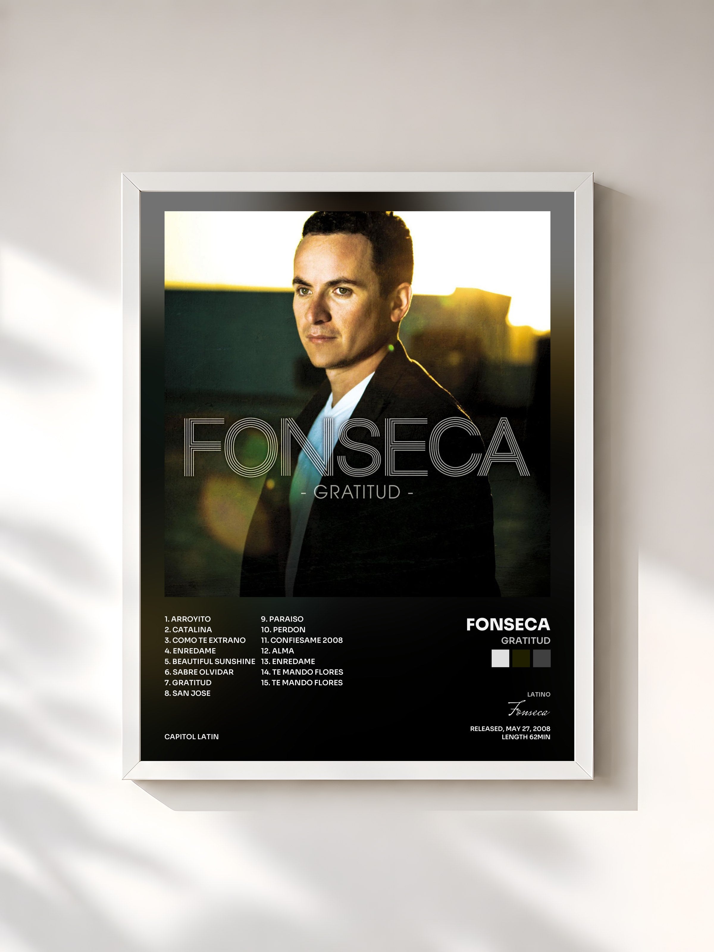 #blanc Tableau de l'album Gratitud de Fonseca, cadre blanc, imprimé et encadré en France