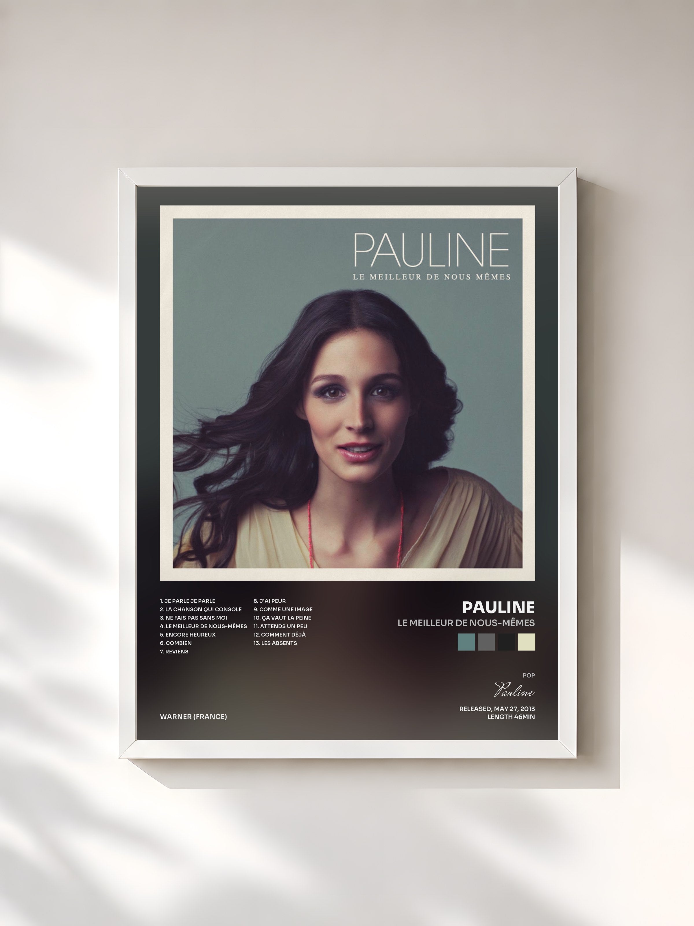#blanc Tableau de l'album Le meilleur de nous-mêmes de Pauline, cadre blanc, imprimé et encadré en France