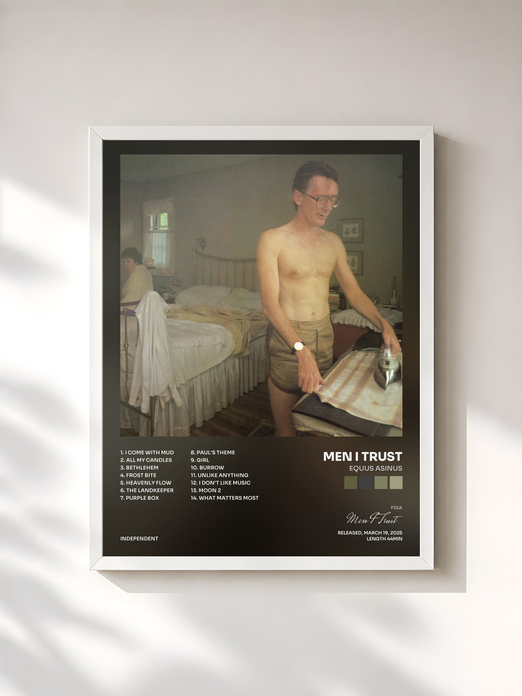 #blanc Tableau de l'album Equus Asinus de Men I Trust, cadre blanc, imprimé et encadré en France