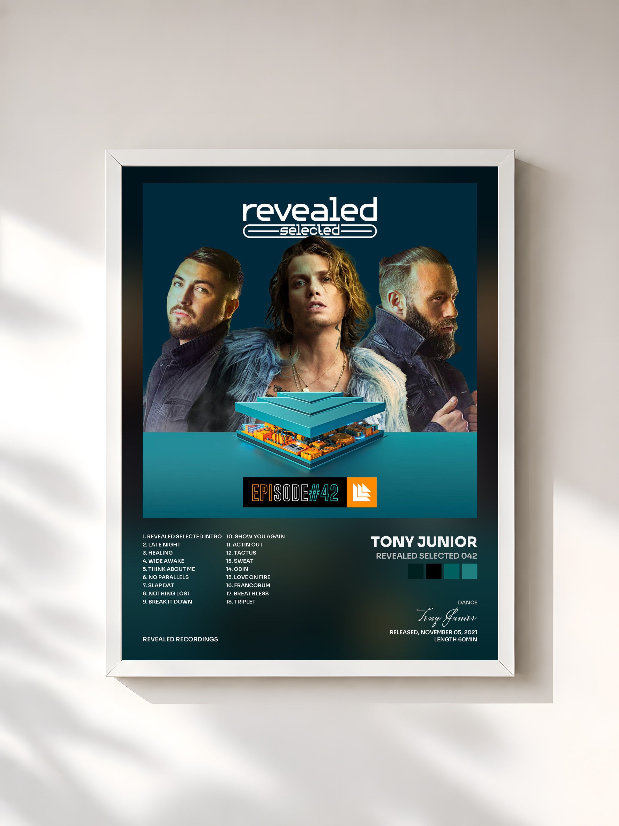 #blanc Tableau de l'album Revealed Selected 042 de Tony Junior, cadre blanc, imprimé et encadré en France