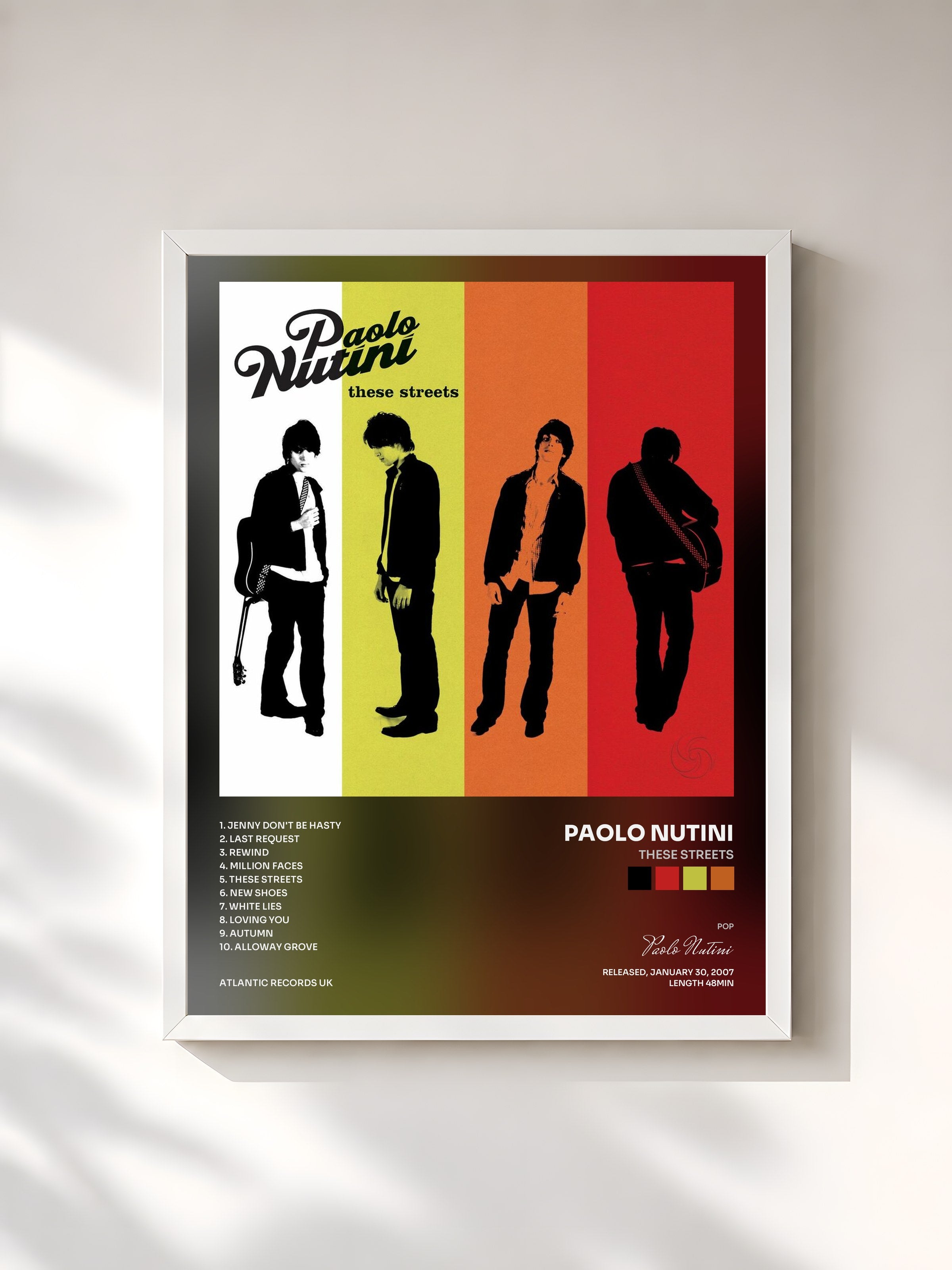 #blanc Tableau de l'album These Streets de Paolo Nutini, cadre blanc, imprimé et encadré en France