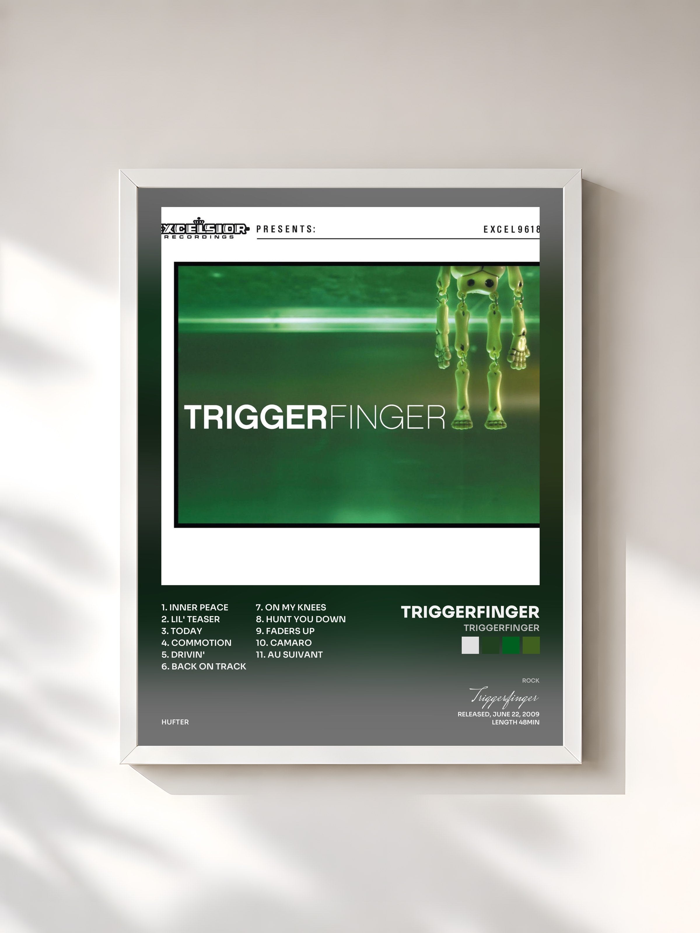 #blanc Tableau de l'album Triggerfinger de Triggerfinger, cadre blanc, imprimé et encadré en France