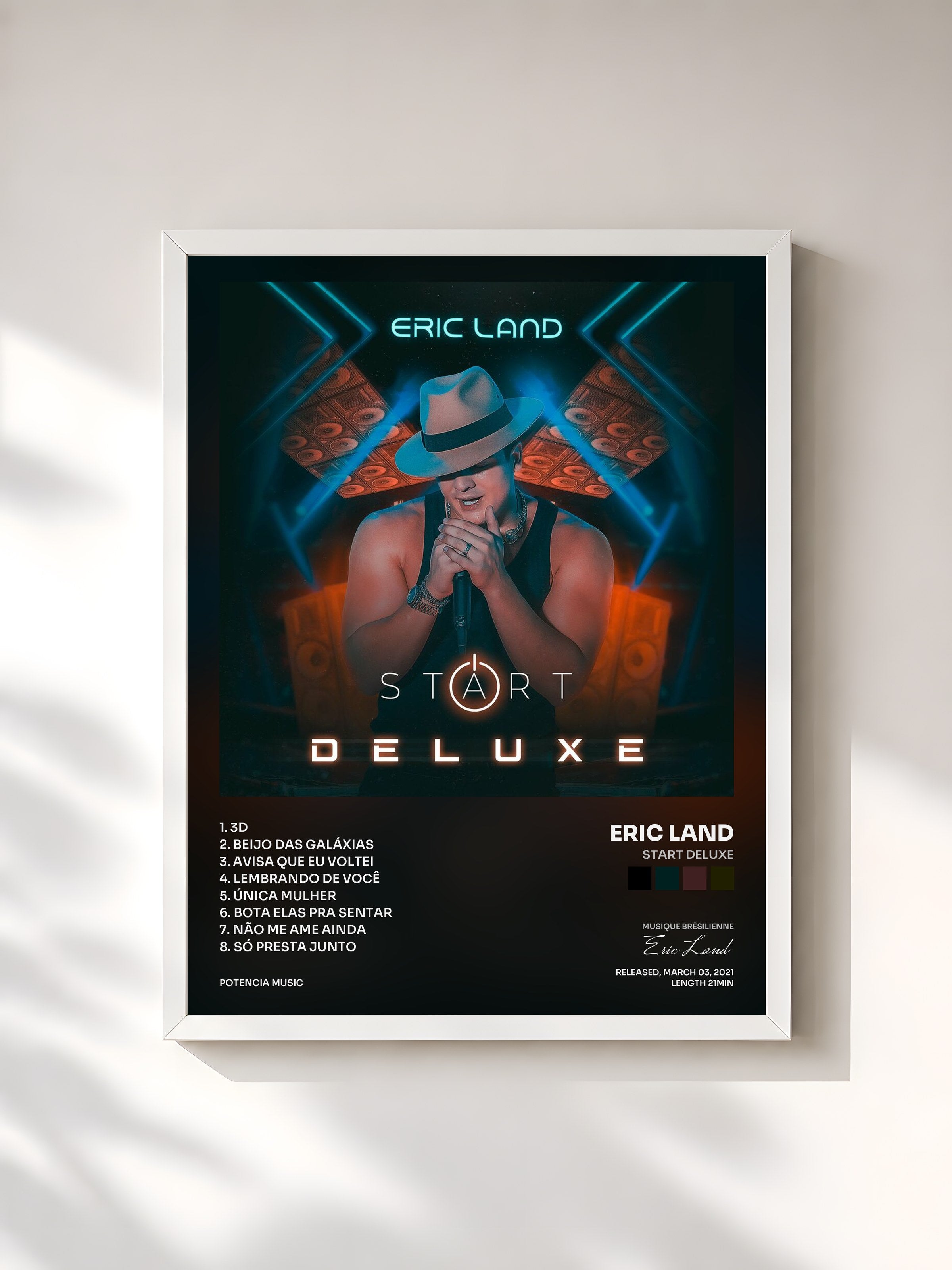 #blanc Tableau de l'album Start DELUXE de Eric Land, cadre blanc, imprimé et encadré en France