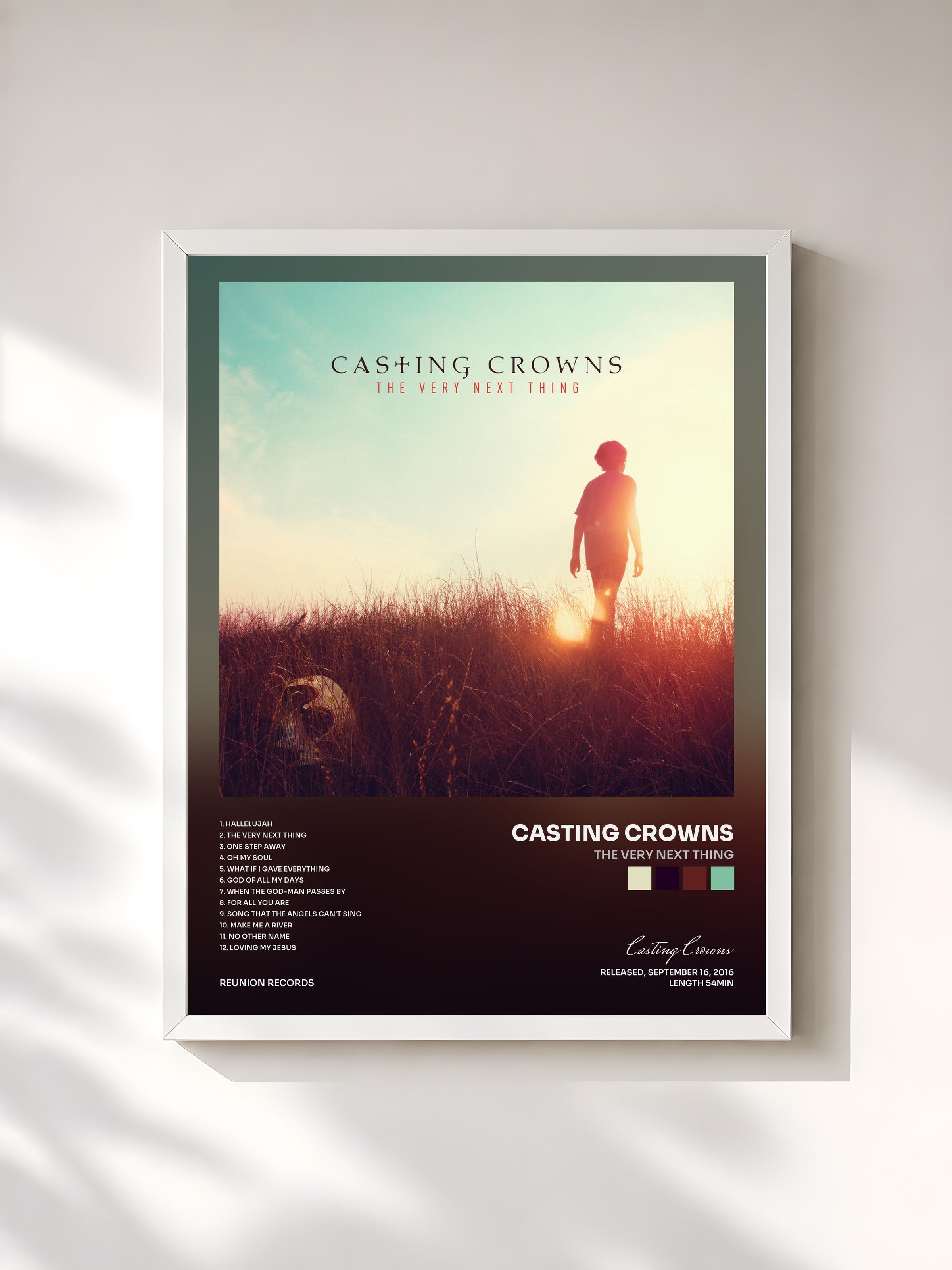 #blanc Tableau de l'album The Very Next Thing de Casting Crowns, cadre blanc, imprimé et encadré en France
