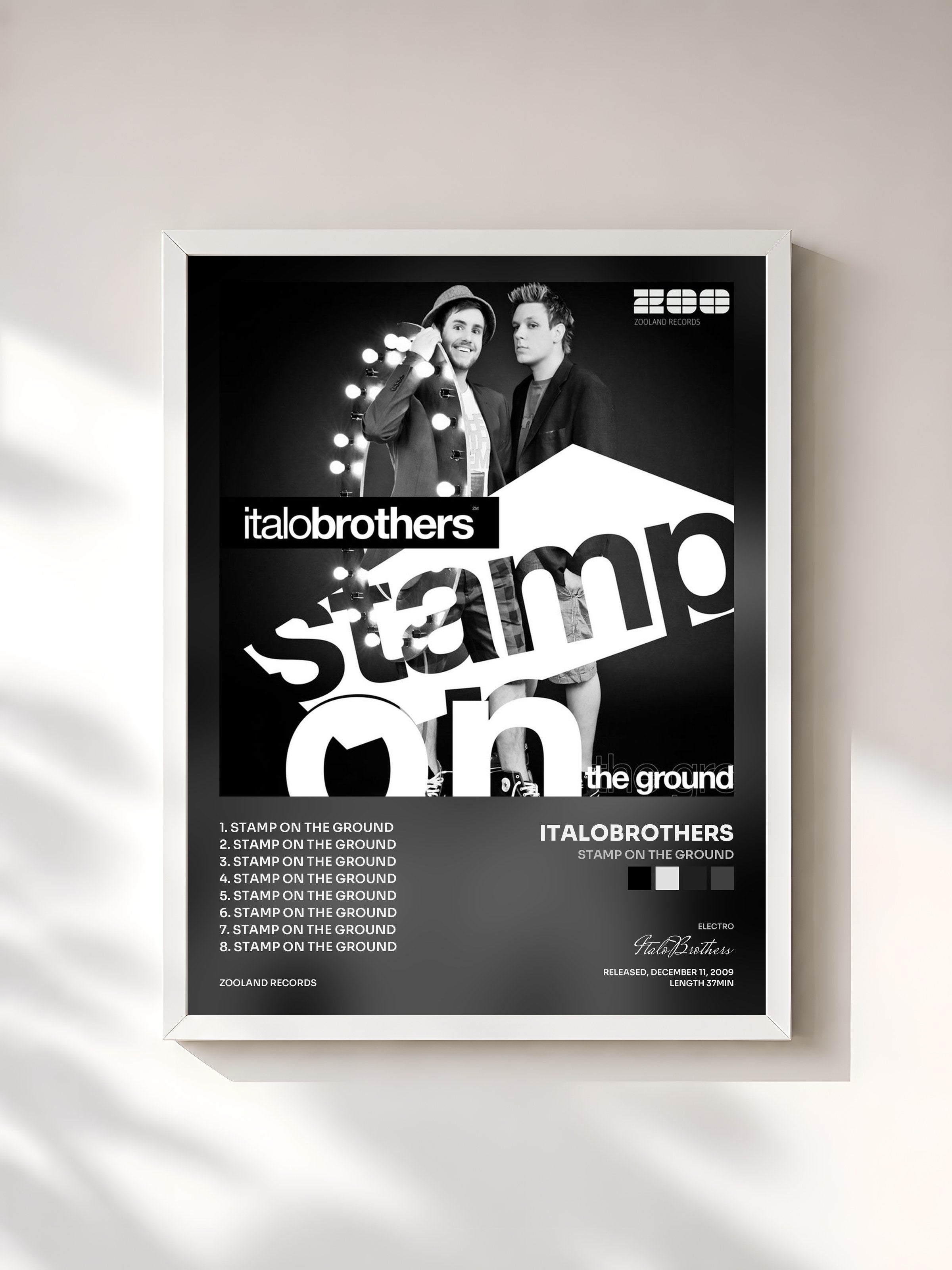 #blanc Tableau de l'album Stamp On The Ground de ItaloBrothers, cadre blanc, imprimé et encadré en France