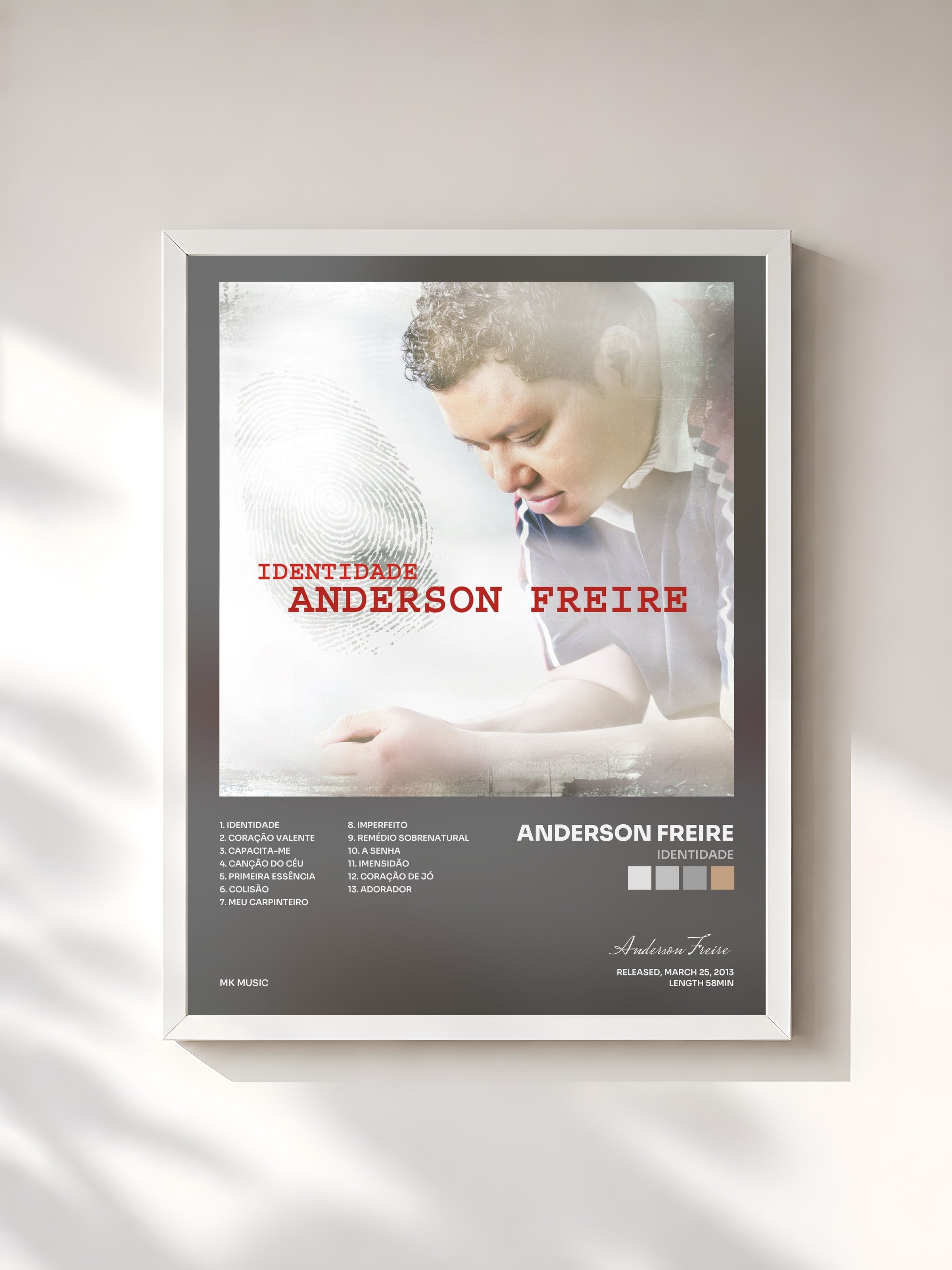 #blanc Tableau de l'album Identidade de Anderson Freire, cadre blanc, imprimé et encadré en France