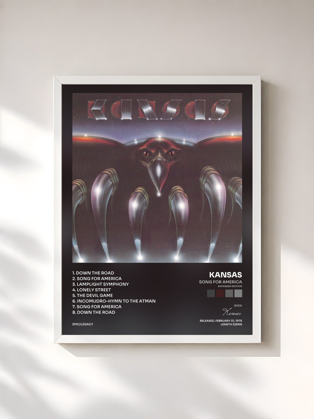 #blanc Song For America (Expanded Edition) by Kansas as a framed art print, white frame, printed and framed in France