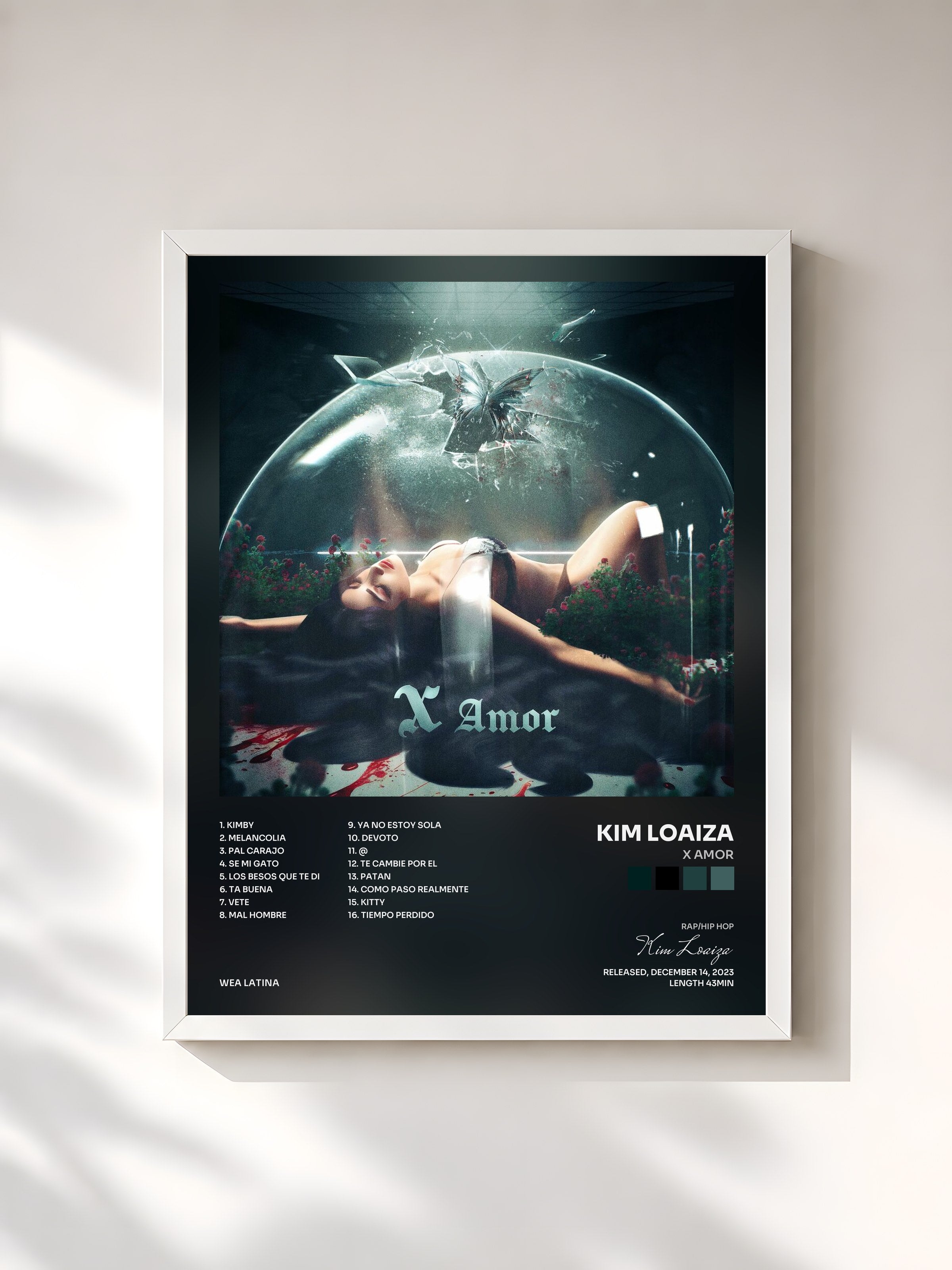 #blanc Tableau de l'album X Amor de Kim Loaiza, cadre blanc, imprimé et encadré en France