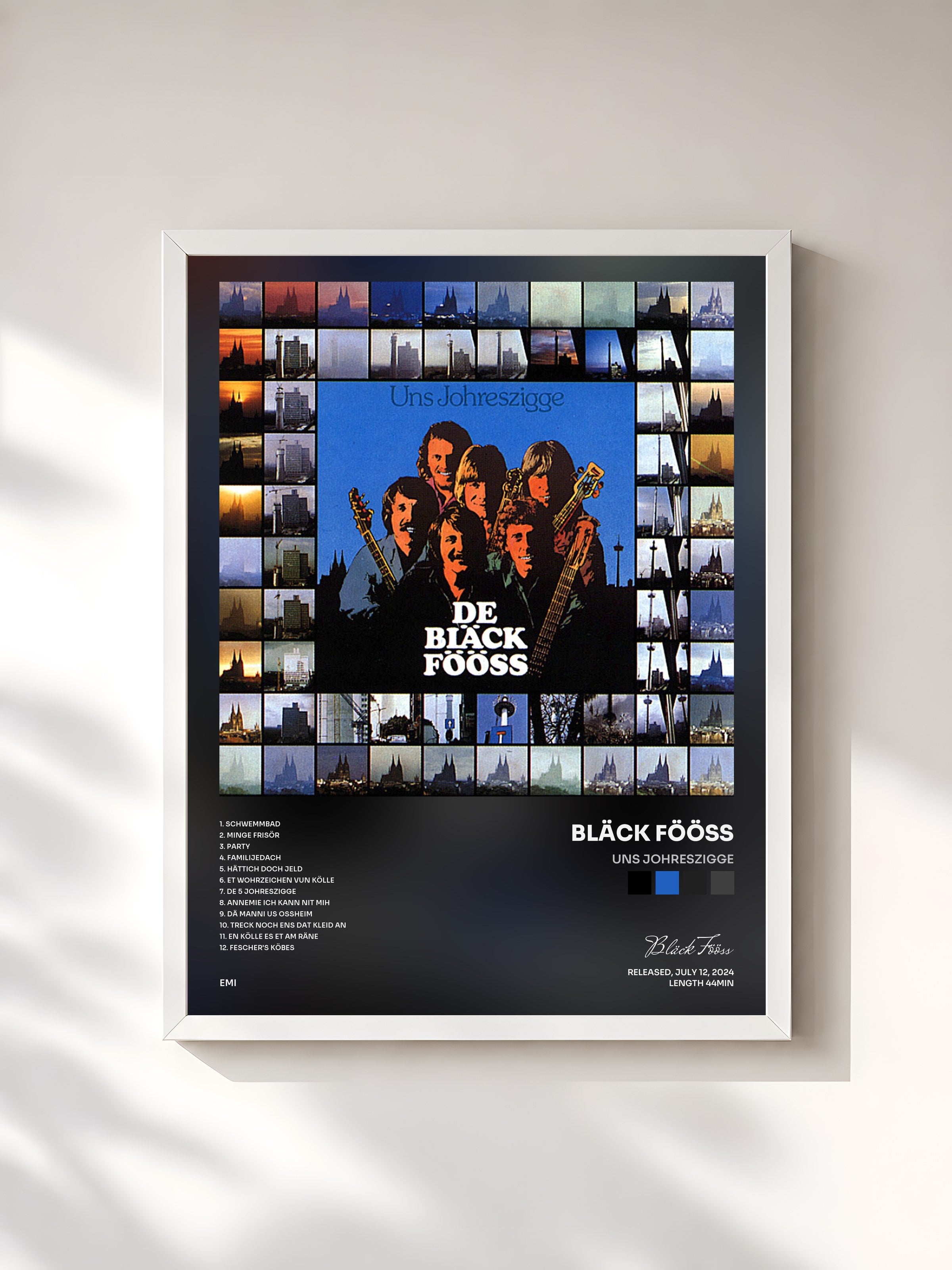 #blanc Tableau de l'album Uns Johreszigge de Bläck Fööss, cadre blanc, imprimé et encadré en France