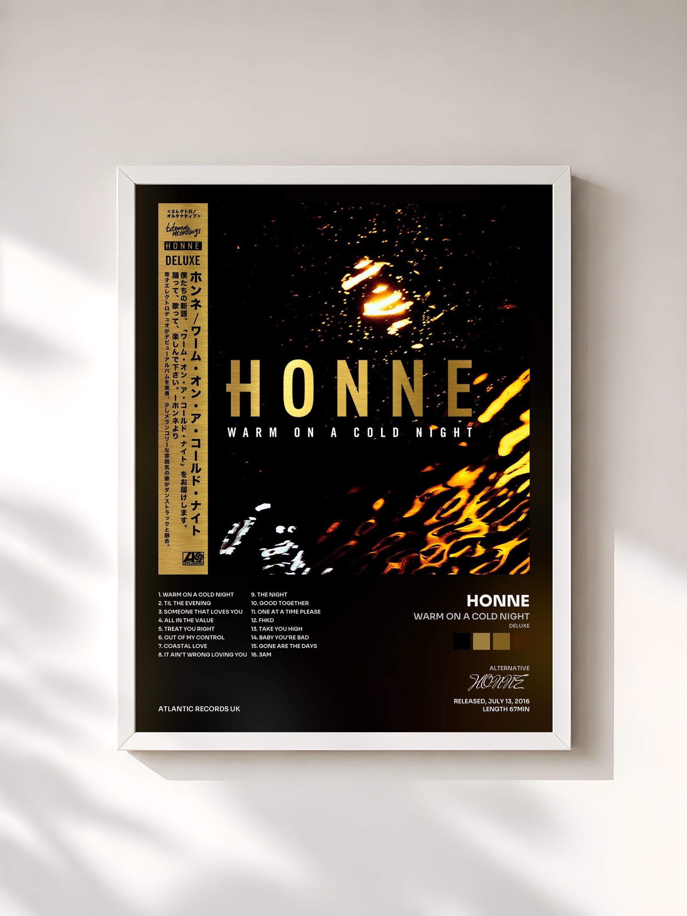 #blanc Tableau de l'album Warm on a Cold Night (Deluxe) de HONNE, cadre blanc, imprimé et encadré en France