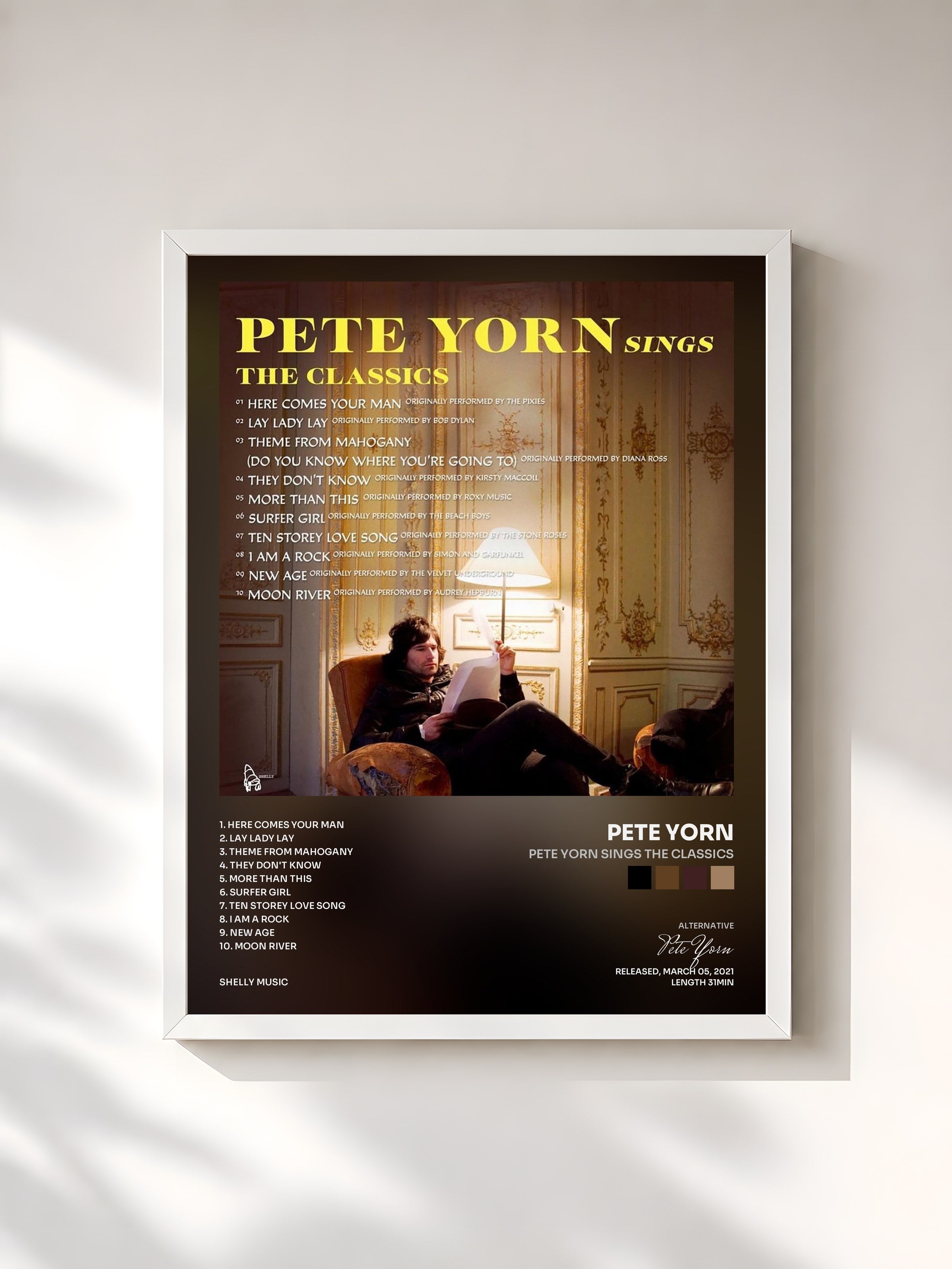 #blanc Tableau de l'album Pete Yorn Sings the Classics de Pete Yorn, cadre blanc, imprimé et encadré en France