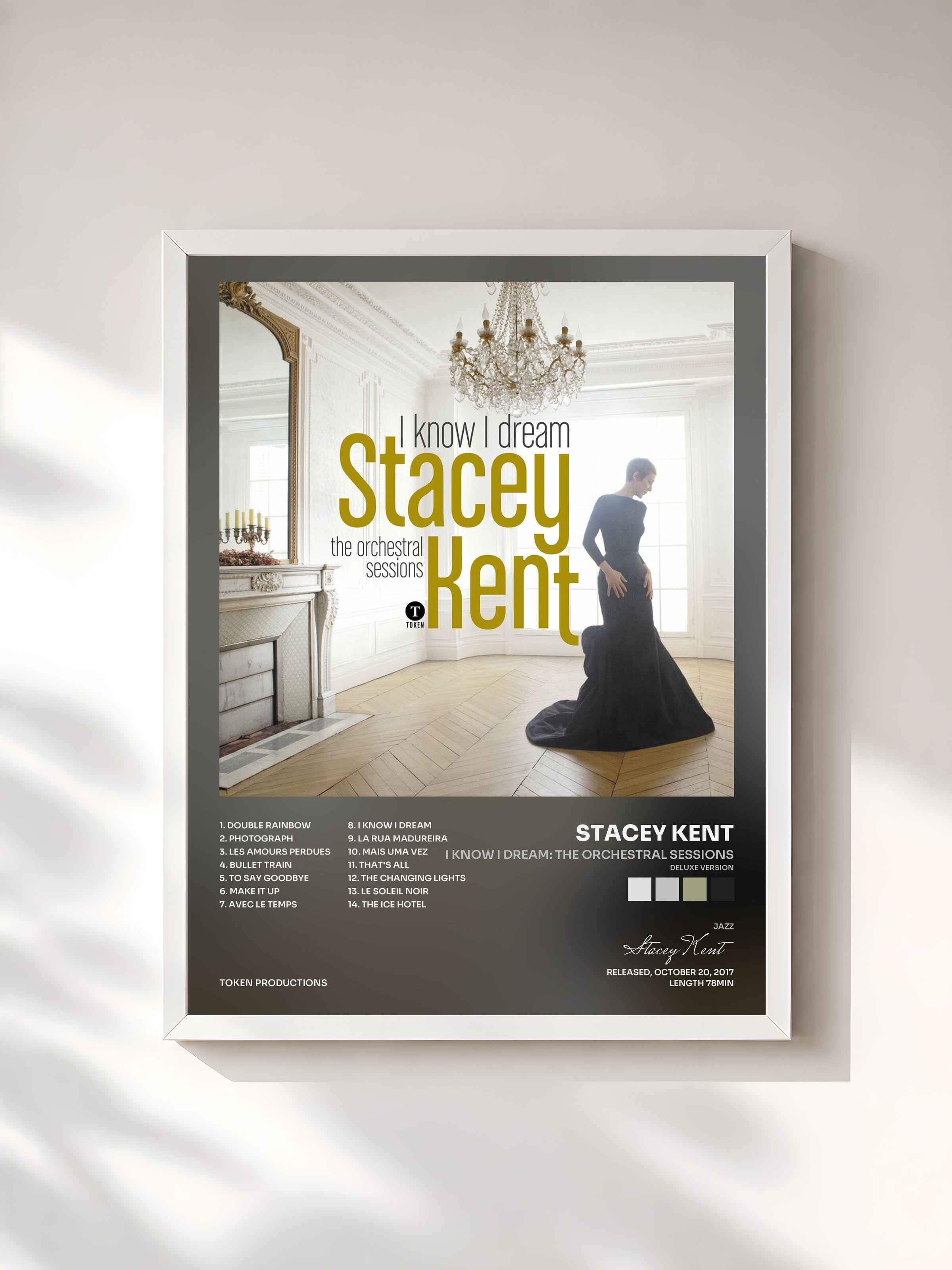 #blanc Tableau de l'album I Know I Dream: The Orchestral Sessions (Deluxe Version) de Stacey Kent, cadre blanc, imprimé et encadré en France