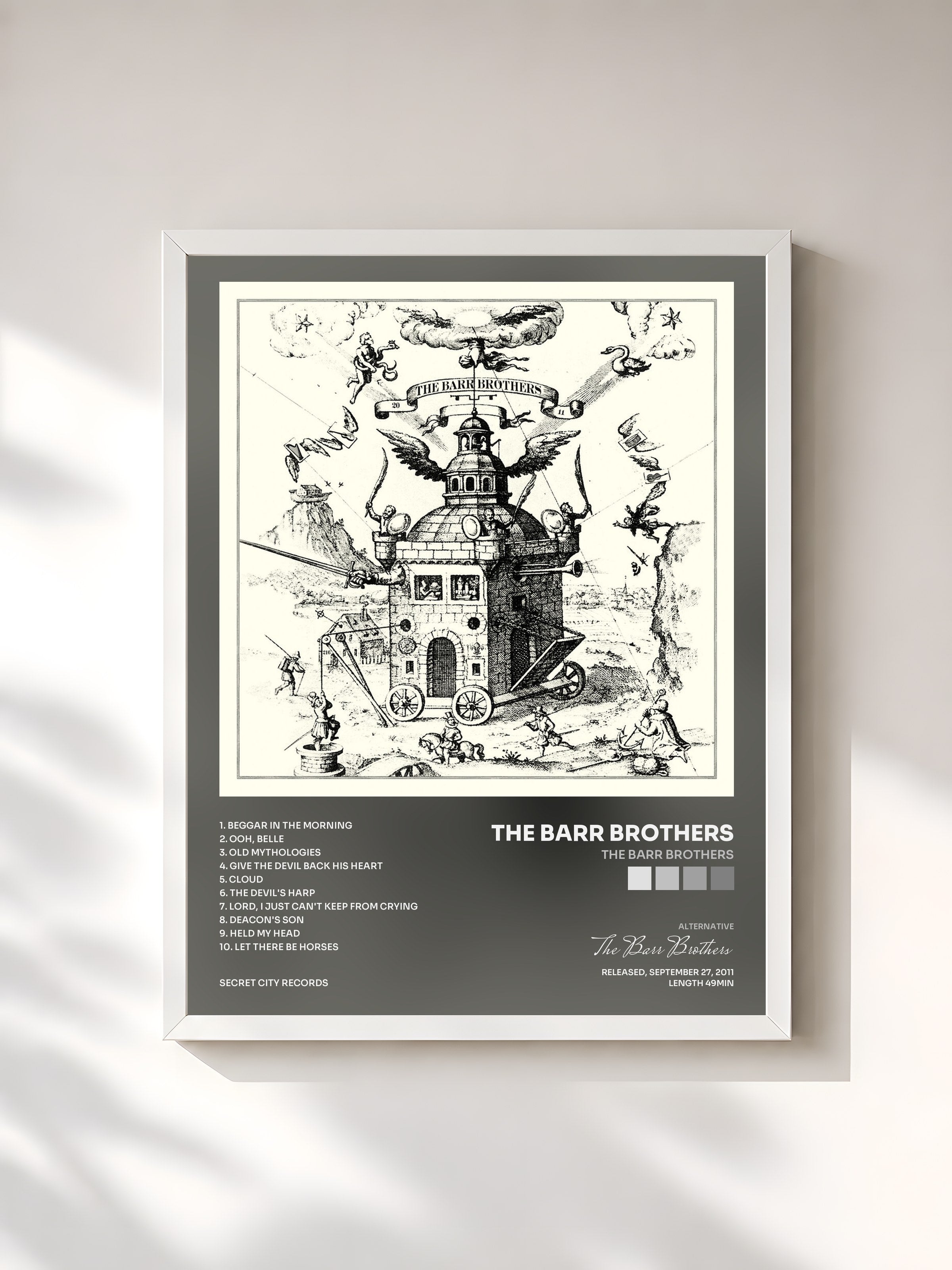 #blanc Tableau de l'album The Barr Brothers de The Barr Brothers, cadre blanc, imprimé et encadré en France